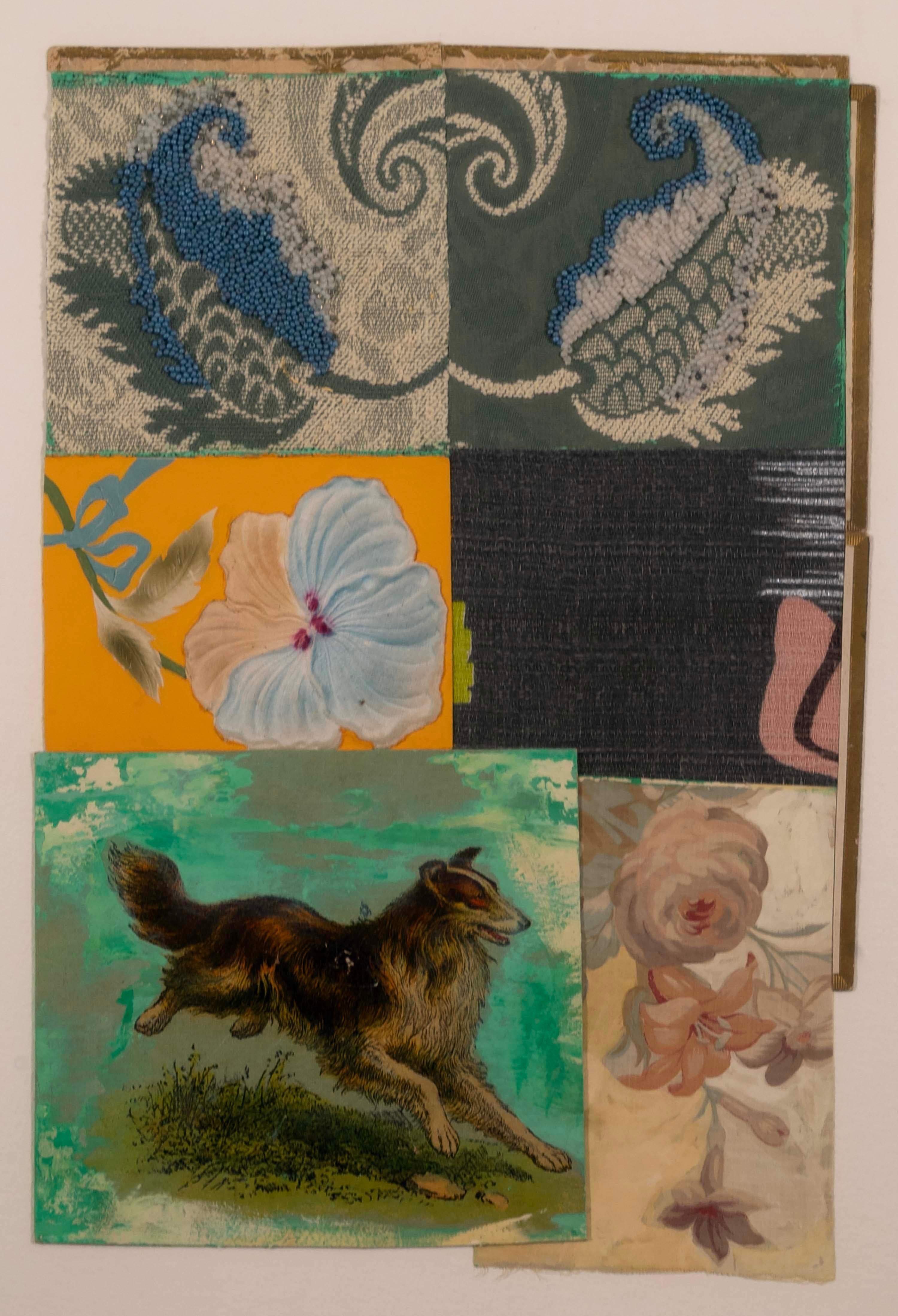 Randa Newland Ohne Titel (Collie) Contemporary Mixed Media & Collage Gerahmt 2002 (amerikanisch) im Angebot