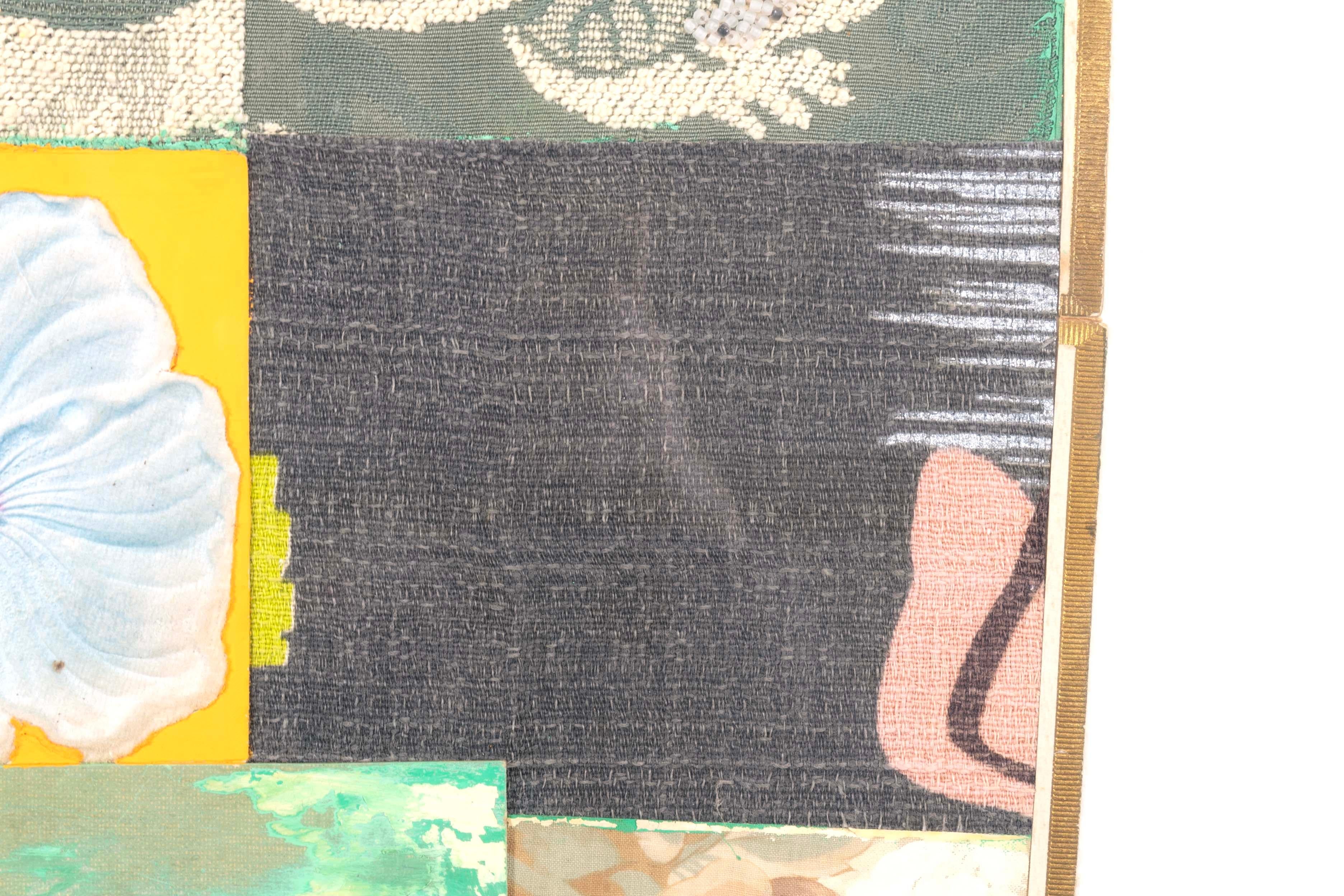 Randa Newland Ohne Titel (Collie) Contemporary Mixed Media & Collage Gerahmt 2002 (Stoff) im Angebot