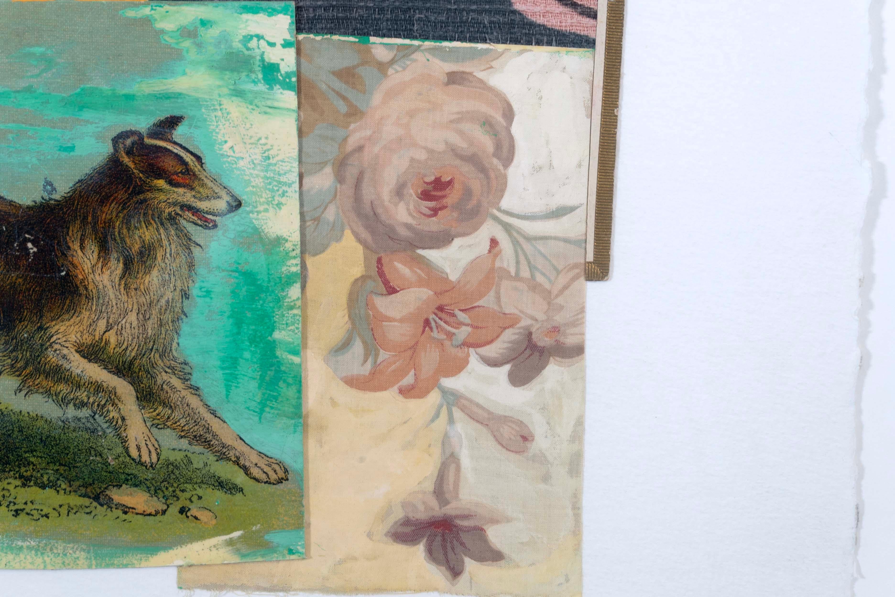 Randa Newland Ohne Titel (Collie) Contemporary Mixed Media & Collage Gerahmt 2002 im Angebot 1