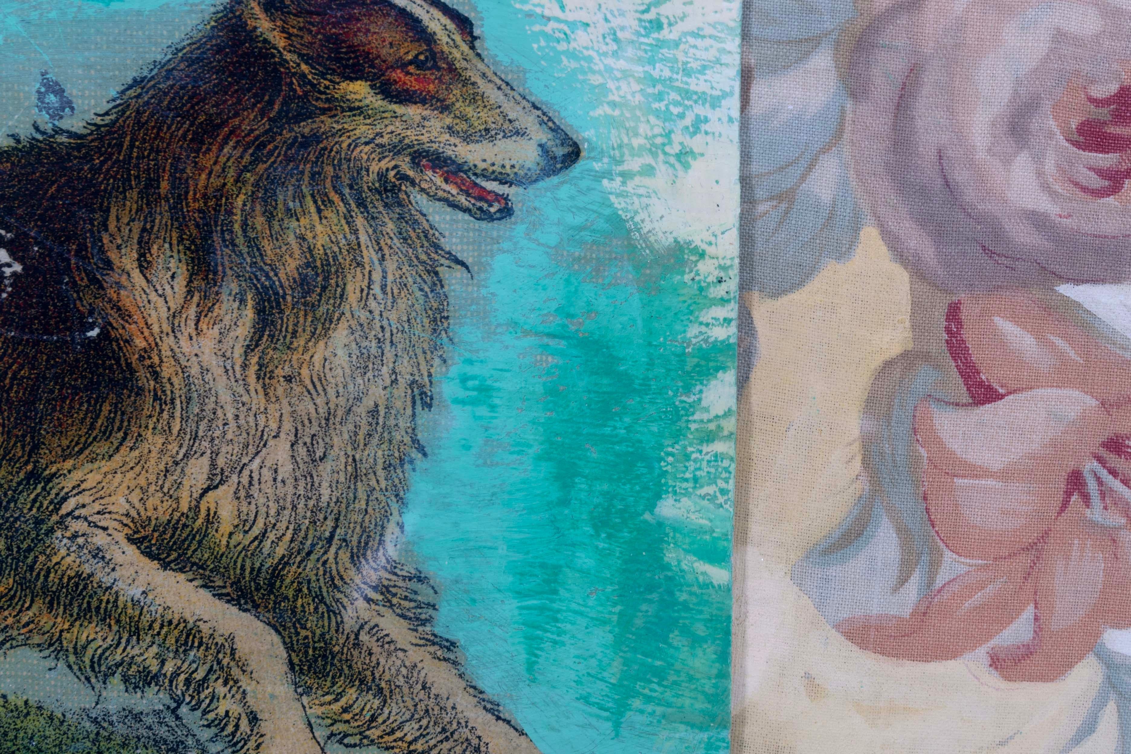 Randa Newland Ohne Titel (Collie) Contemporary Mixed Media & Collage Gerahmt 2002 im Angebot 2