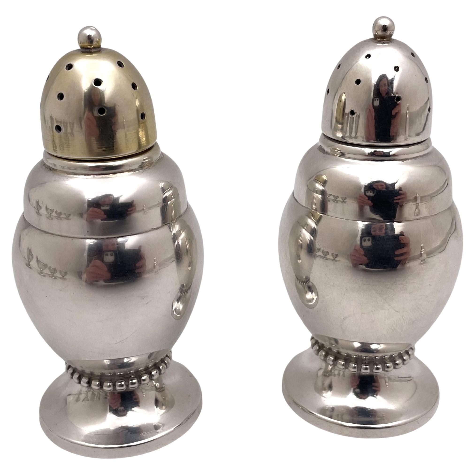 Randahl Pair of Sterling Silver Salt & Pepper Shakers in Arts & Crafts Style For Sale