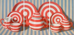 "Coral Triptych", Randall Browning, Nature morte Pop Art, 40x85 in, Huile originale