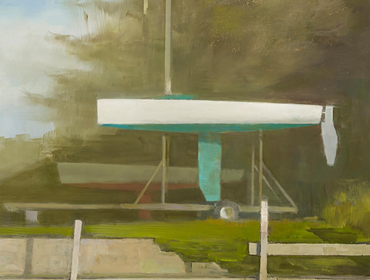 J Boat  - Painting by Randall Exon