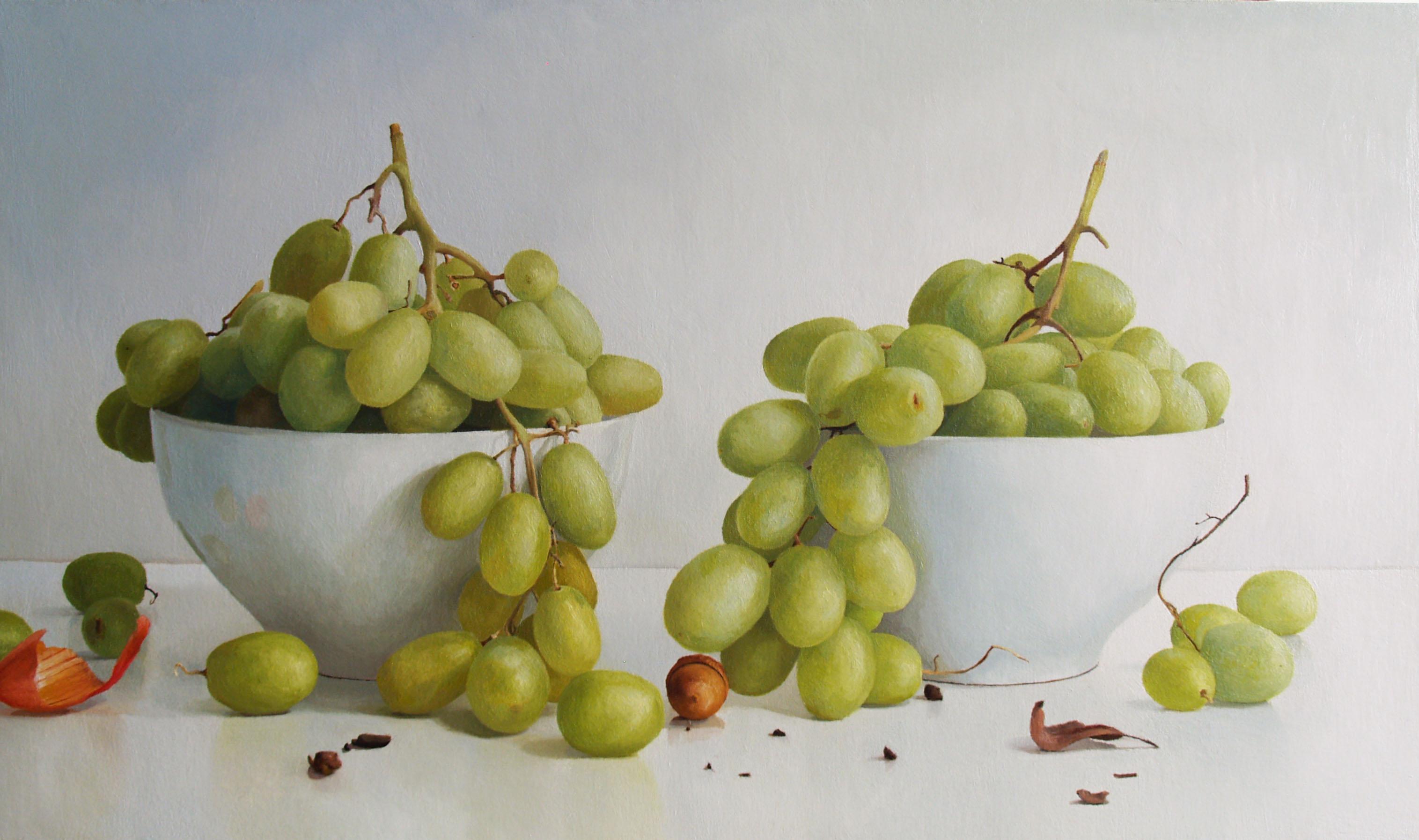 Randall Mooers Still-Life Painting - Two Bowls With Grapes