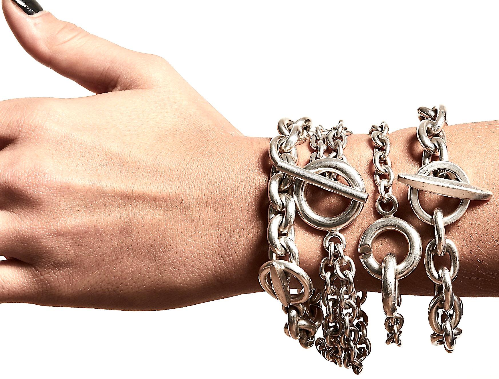 Modernist Randers Denmark Sterling Silver Heavy Chain Bracelet