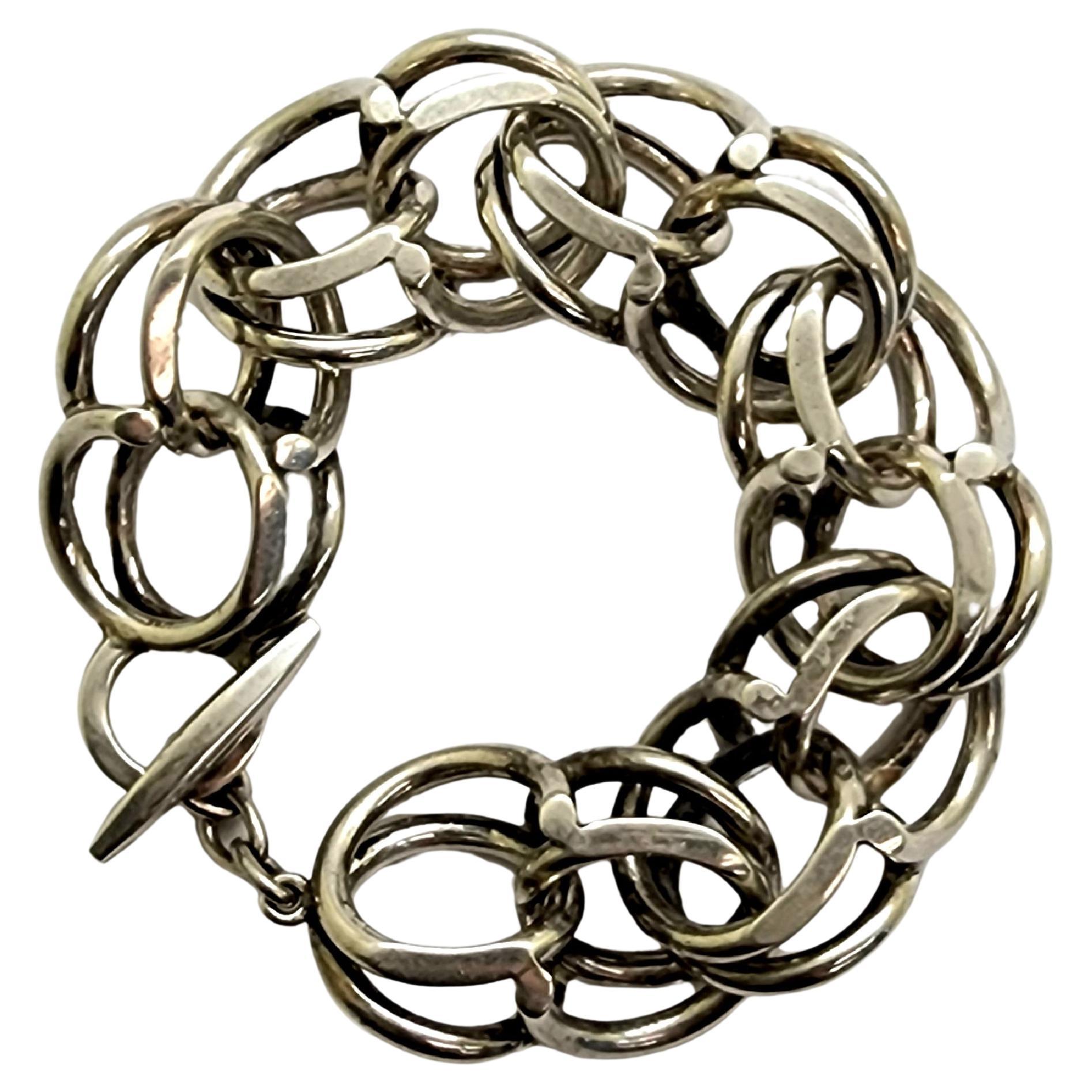 Randers Denmark Sterling Silver Heavy Link Bracelet For Sale