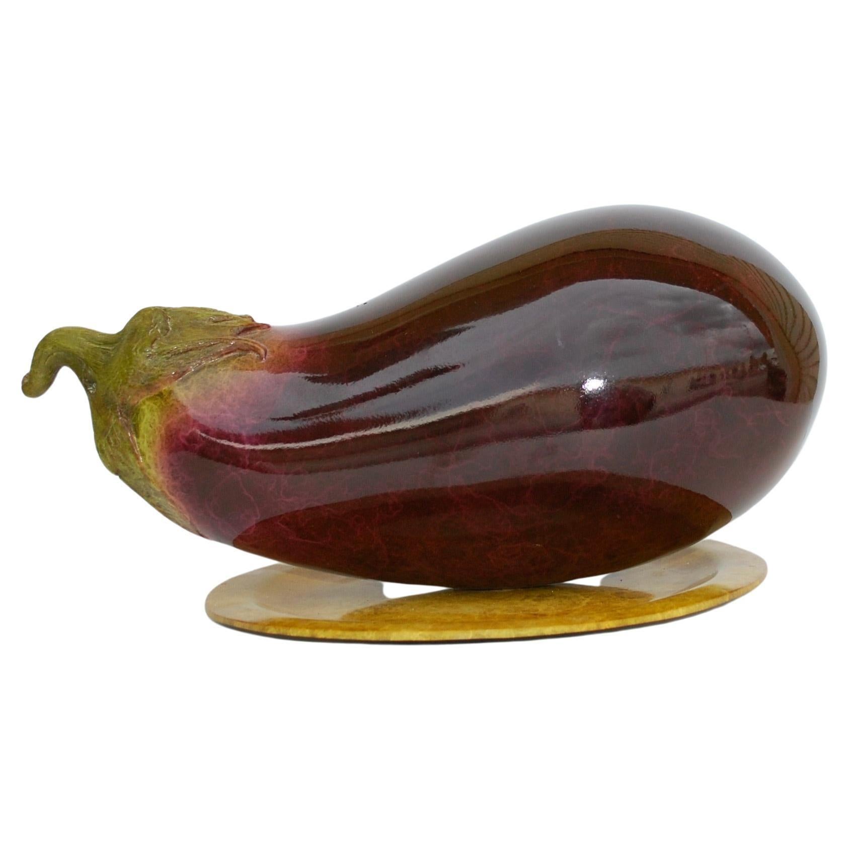 Eggplant On A Tray Bronze Sculpture For Sale 2