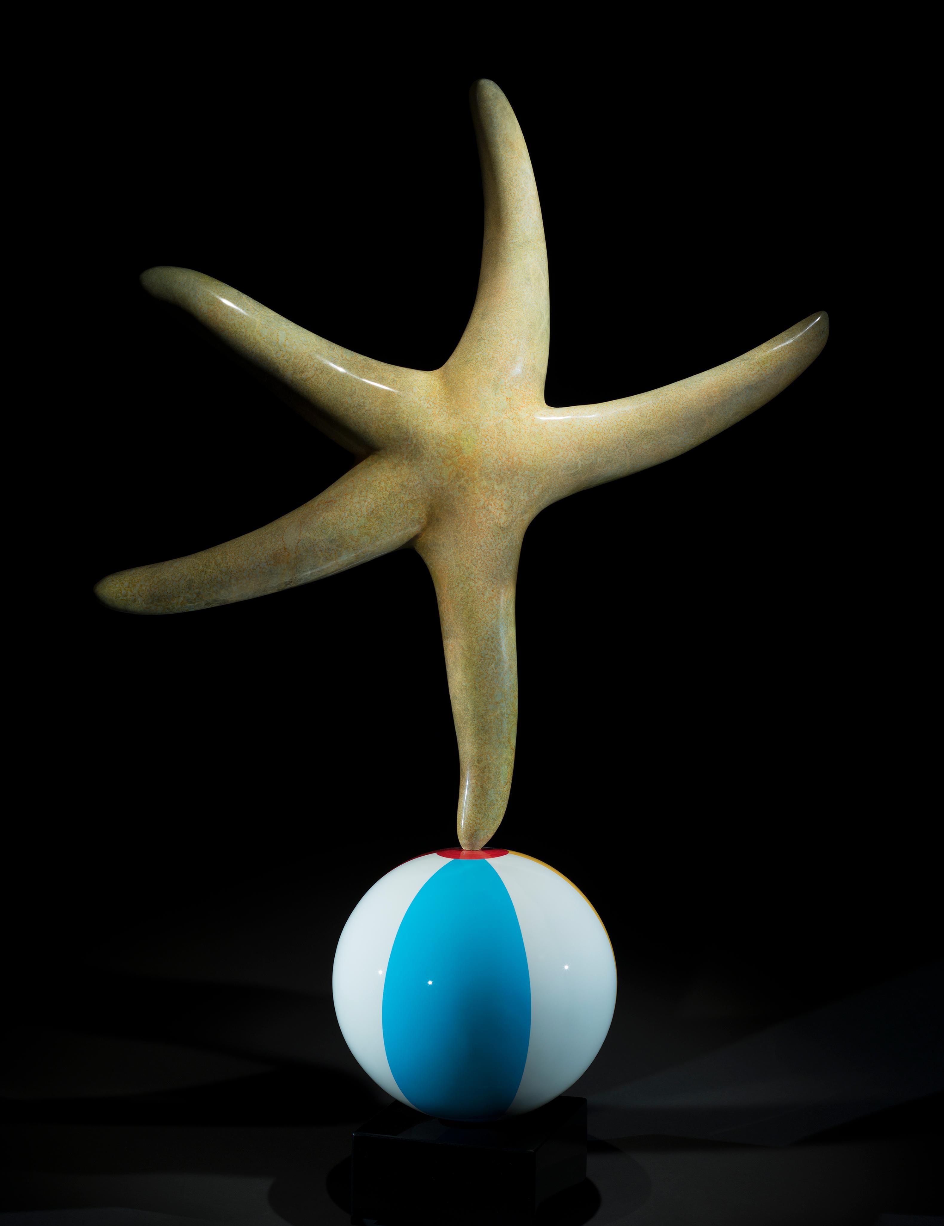 Randi Grantham Figurative Sculpture - Life's A Beach Patinated Bronze Sculpture