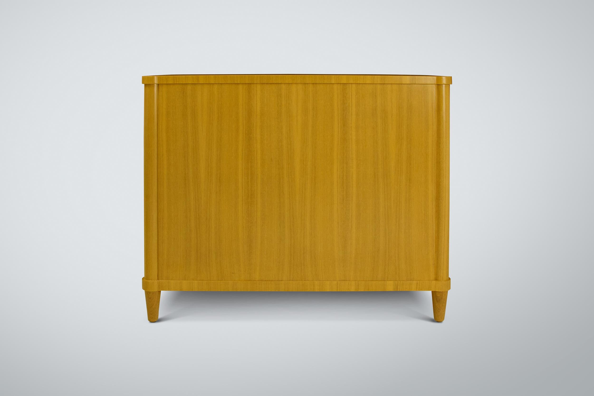 Lacquered Randolph Chest in French Walnut with Antiqued Brass by Chapter & Verse For Sale