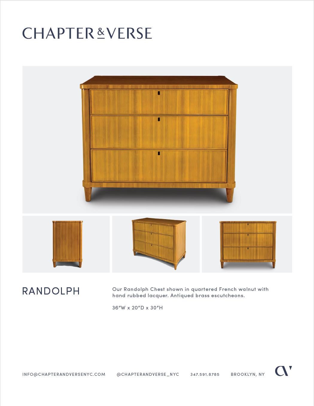 Randolph Chest in French Walnut with Antiqued Brass by Chapter & Verse For Sale 1