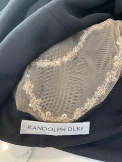 Randolph Duke 1990s Size 8 Black Jeweled Rhinestone Vintage 90s Gown Dress