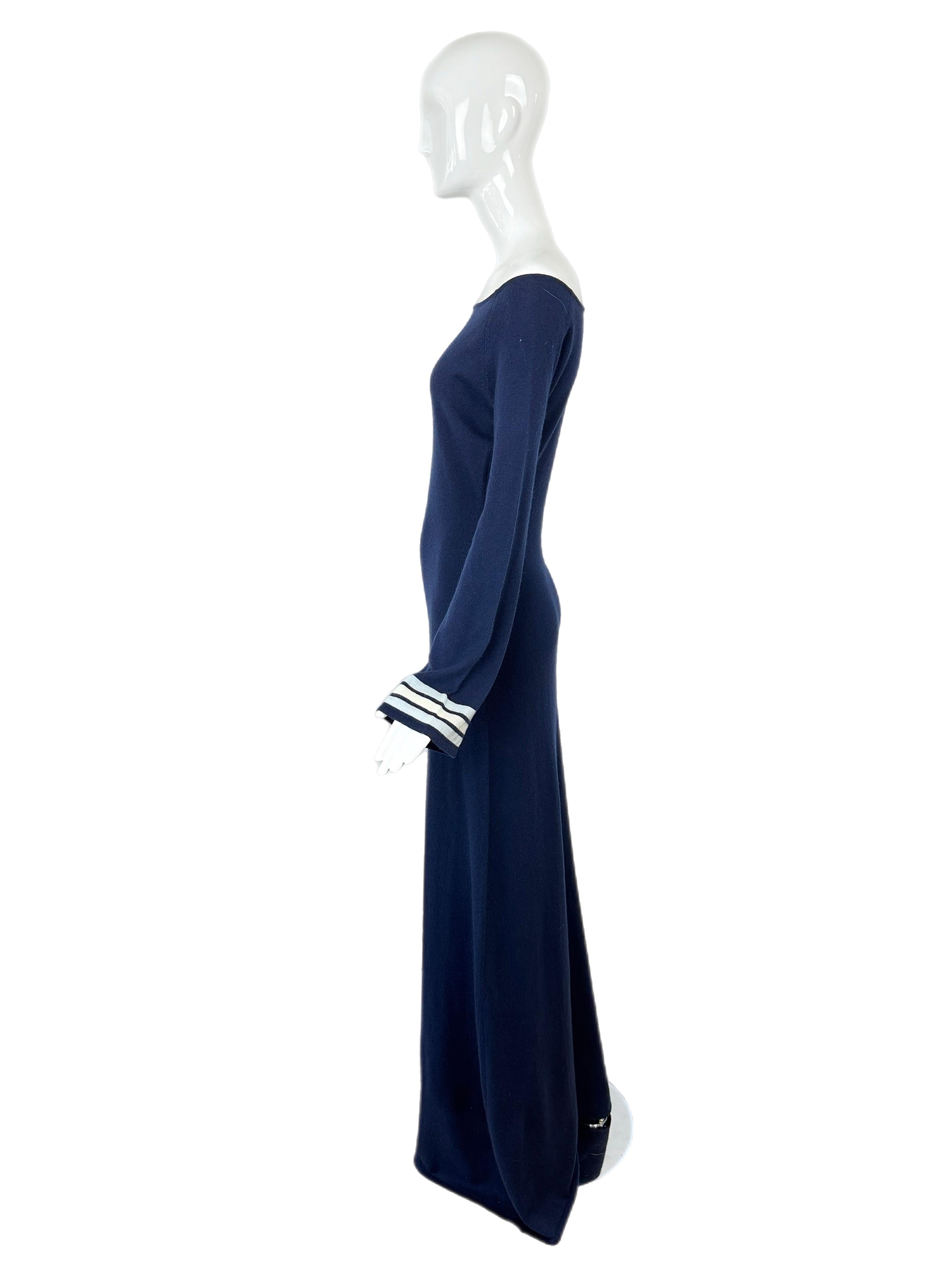 RANDOLPH DUKE 2000 Vintage Runway Cashmere Off The Shoulder Maxi Dress Gown In Excellent Condition For Sale In Leonardo, NJ