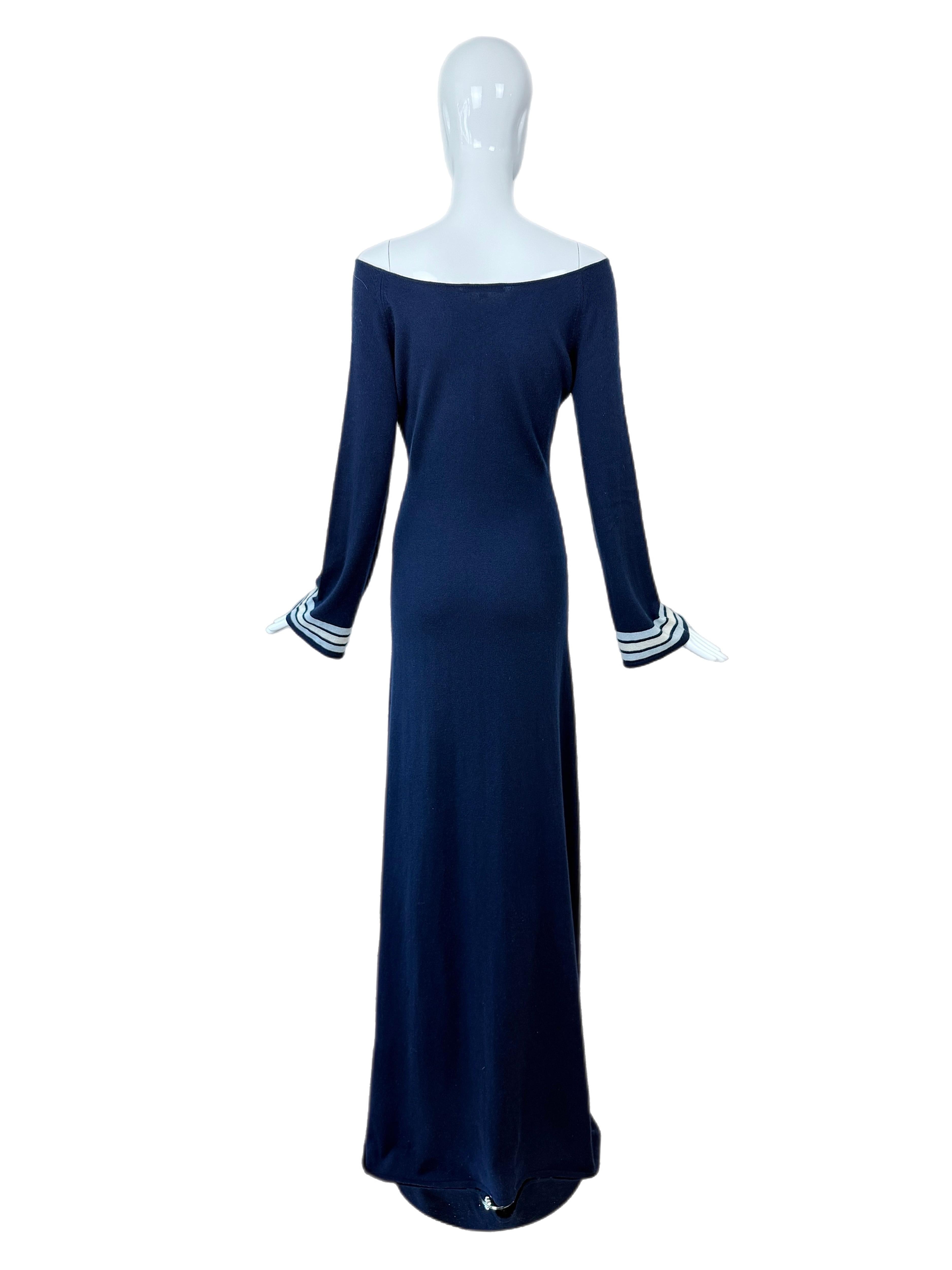RANDOLPH DUKE 2000 Vintage Runway Cashmere Off The Shoulder Maxi Dress Gown For Sale 1