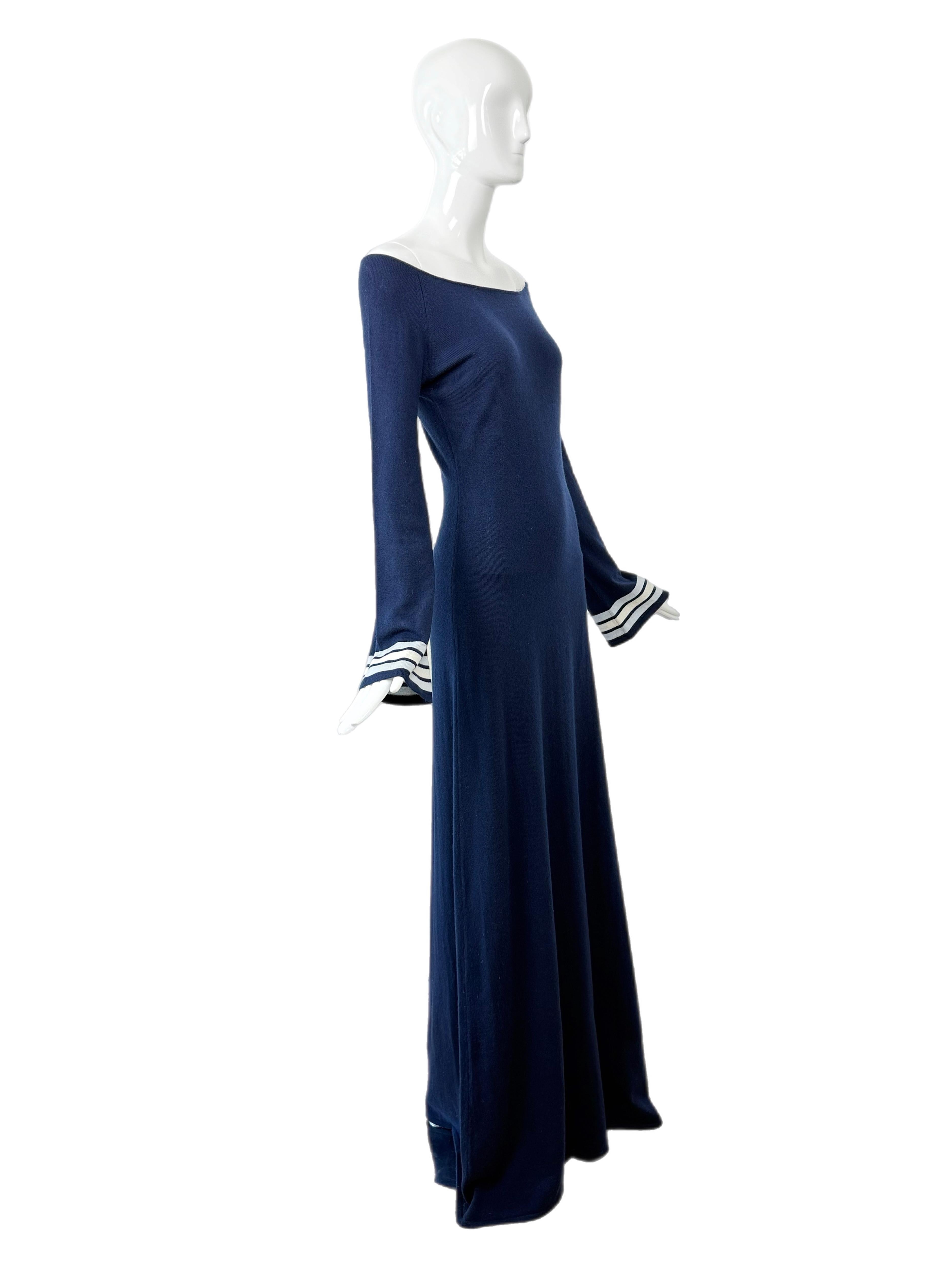 RANDOLPH DUKE 2000 Vintage Runway Cashmere Off The Shoulder Maxi Dress Gown For Sale 3