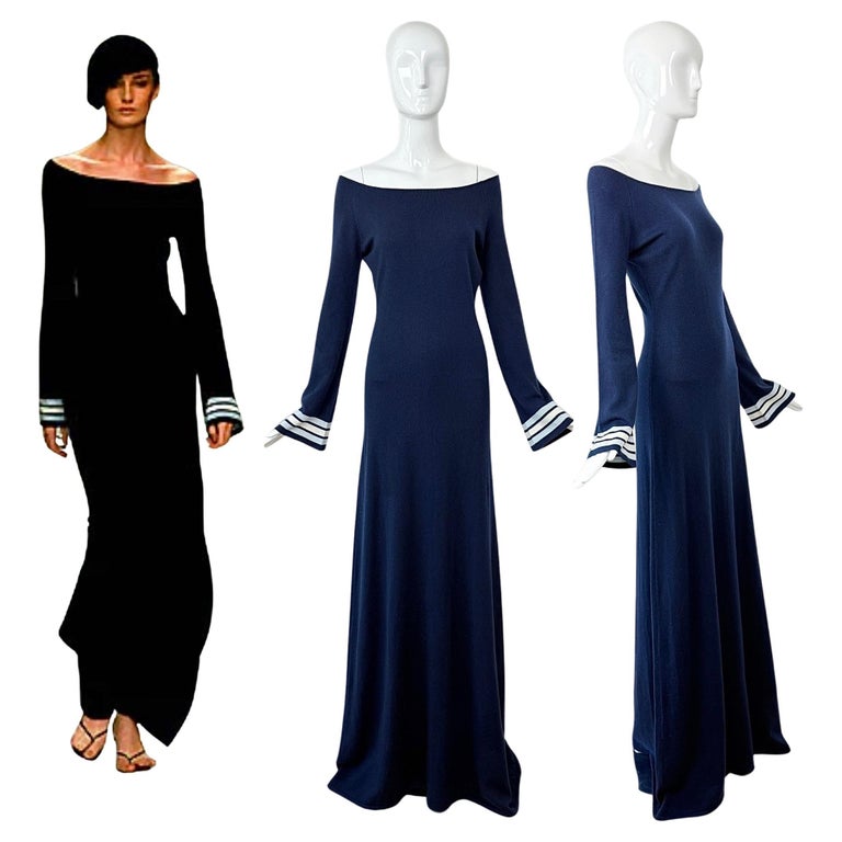 Randolph Duke 2000 Vintage Runway Cashmere Off The Shoulder Maxi Dress Gown