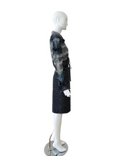 RANDOLPH DUKE 2000 Vintage Runway Embellished Navy Blue Skirt Set