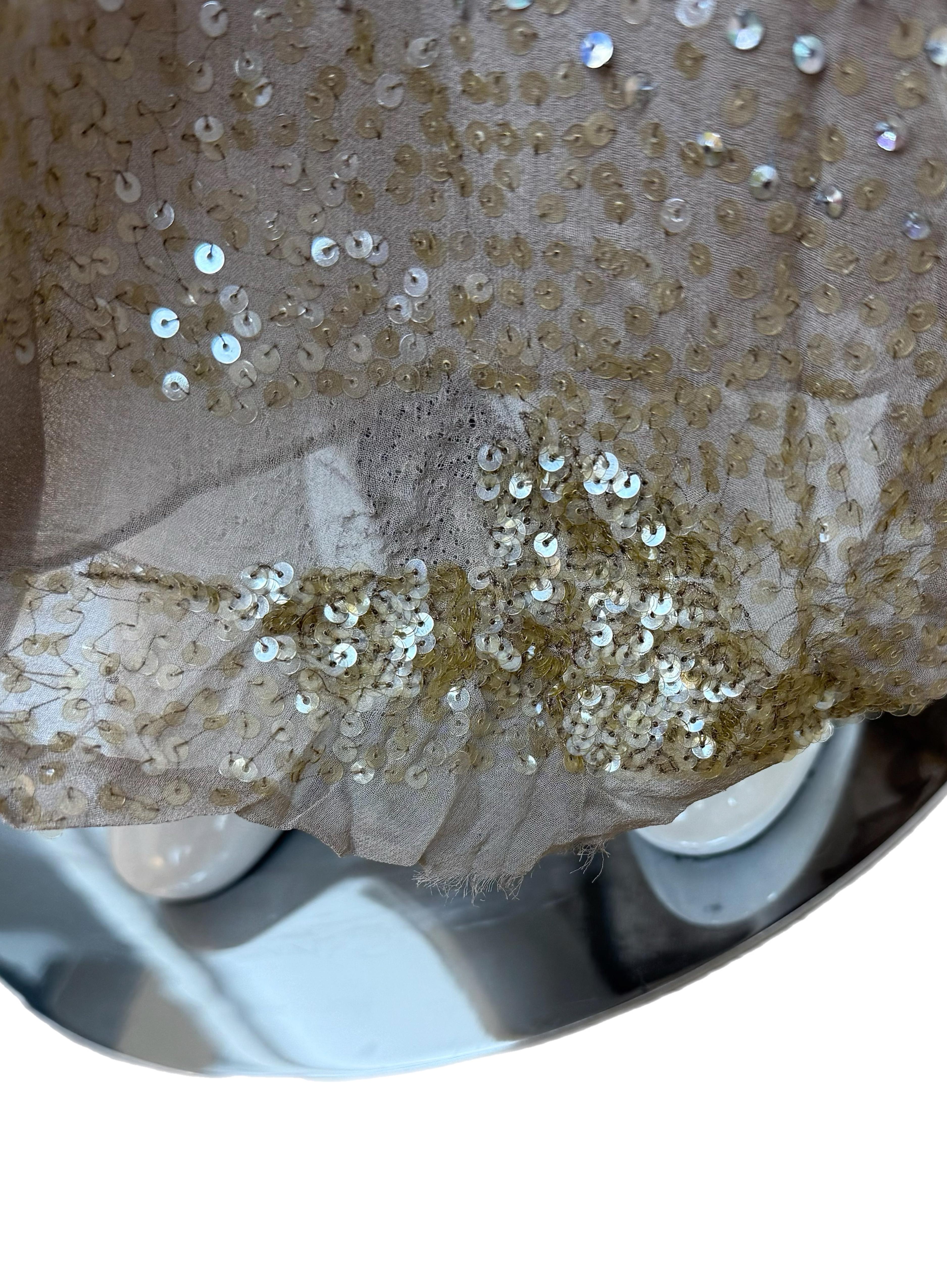 RANDOLPH DUKE 2000 Vintage Runway Sequin Silk Gown Maxi Dress Embellished In Excellent Condition For Sale In Leonardo, NJ