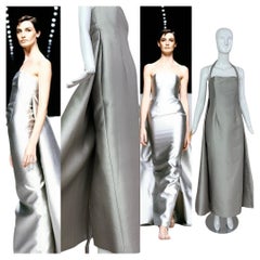 RANDOLPH DUKE 2000 Vintage Runway Silver Ball Gown Evening Dress