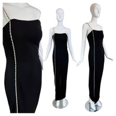 RANDOLPH DUKE 90/00 Vintage Black Evening Gown w. Crystal Gem Trim Maxi Dress RANDOLPH DUKE 90/00 Vintage Black Evening Gown w. Crystal Gem Trim Maxi Dress