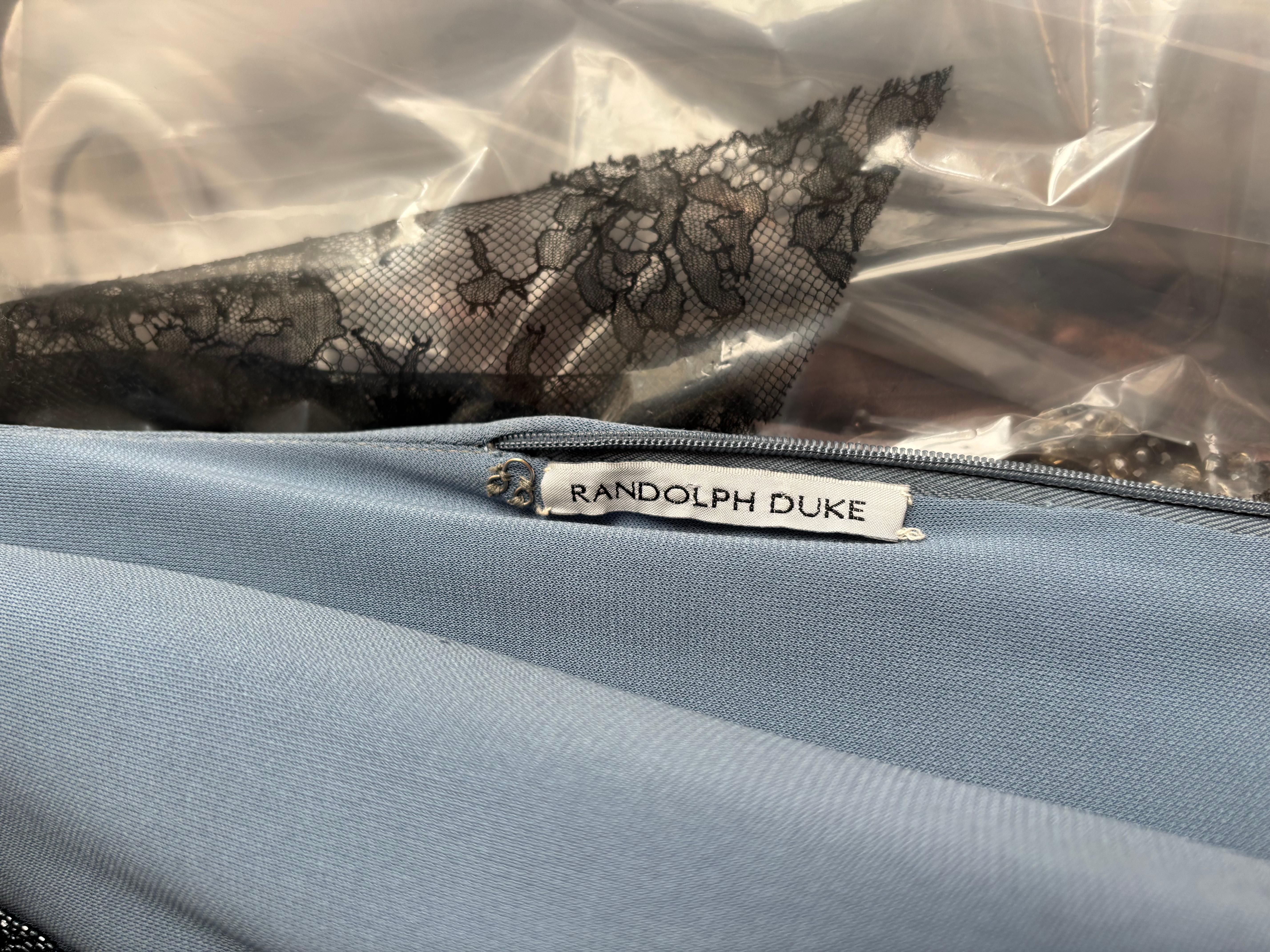 RANDOLPH DUKE 90's/00 vintage abito da sera blu con perline maxi dress in vendita 1