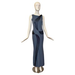 RANDOLPH DUKE 90's/00 vintage vestido de noche azul con cuentas maxi vestido