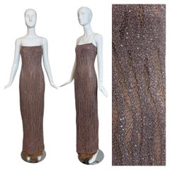 RANDOLPH DUKE 90
s/00 Vintage Entirely Beaded Mauve Evening Gown Bride Bridal