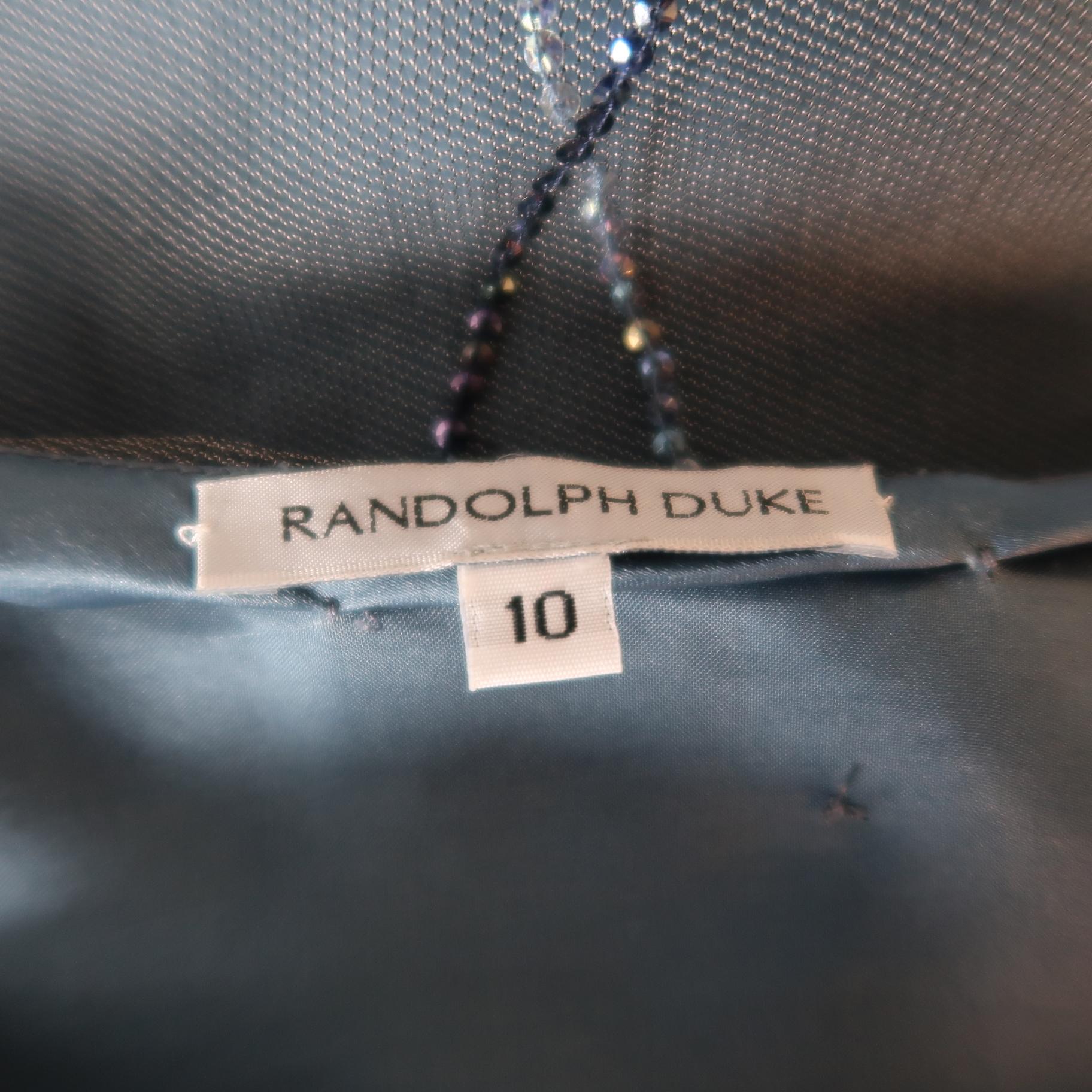 RANDOLPH DUKE Size 10 Blue Sequin Tulle Overlay Silk Evening Skirt 2