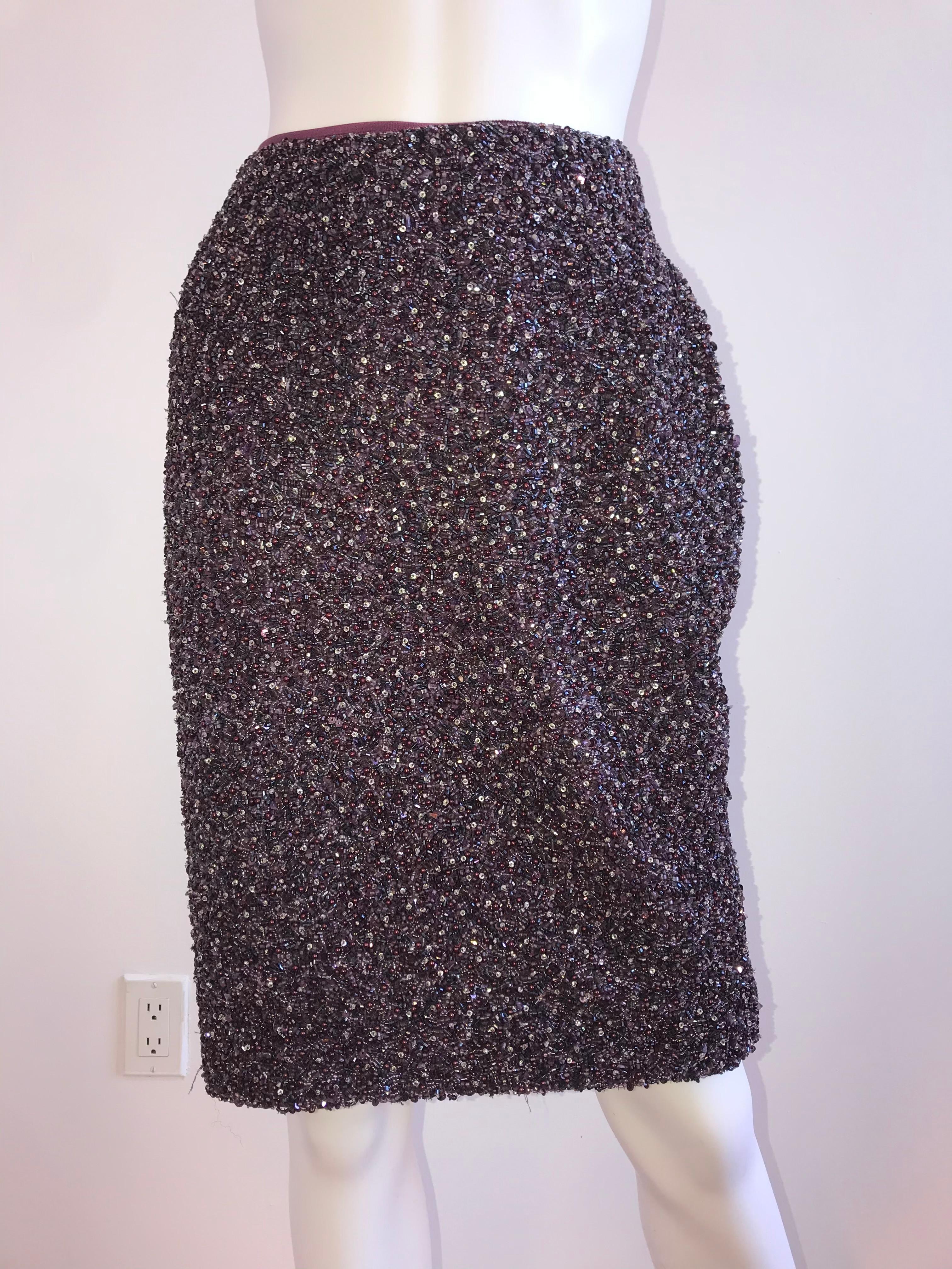 Black Randolph Duke Vintage Genuine Amethyst Beaded Skirt For Sale