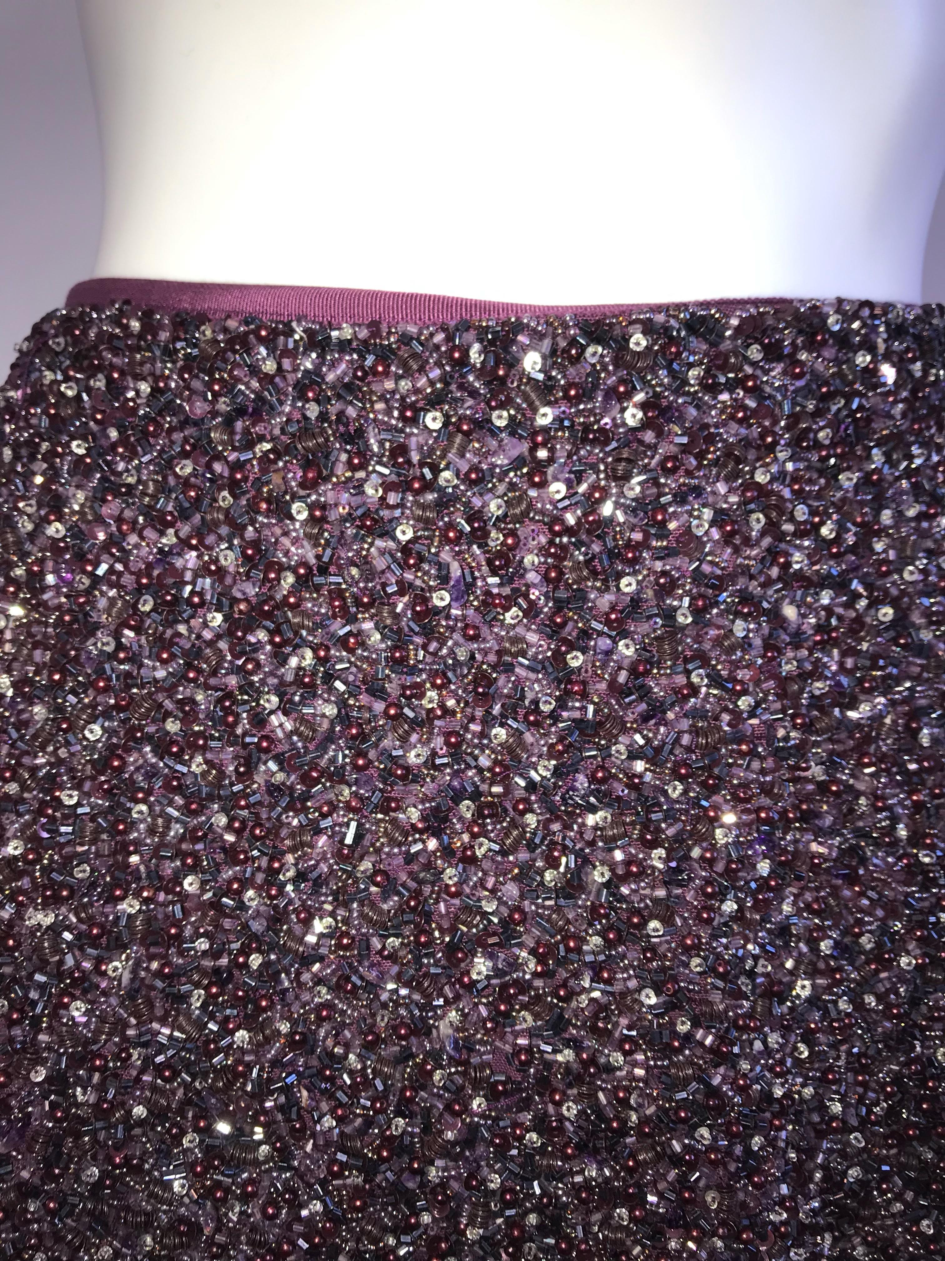 Randolph Duke Vintage Genuine Amethyst Beaded Skirt In Good Condition For Sale In Brooklyn, NY