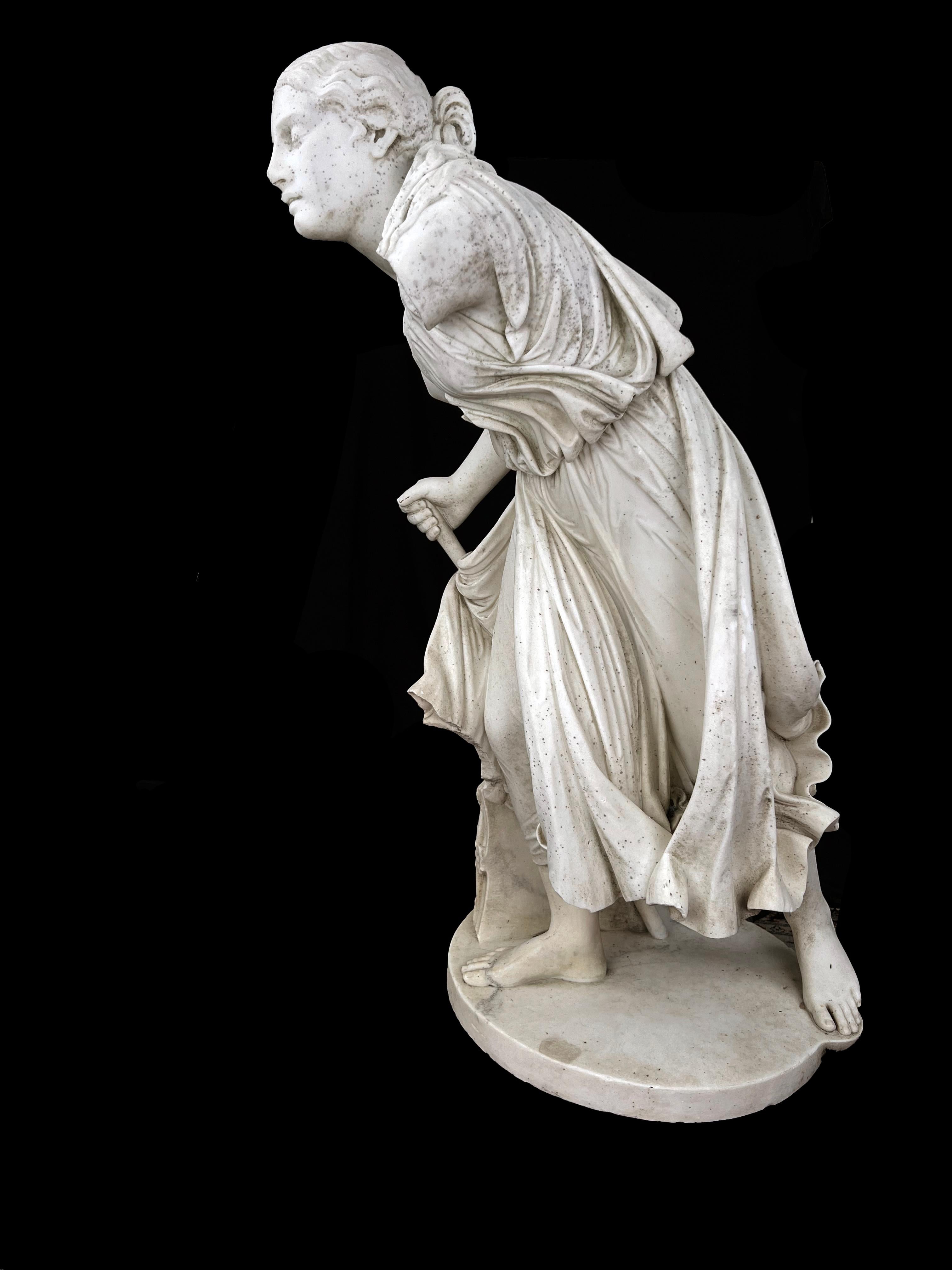 NYDIA, THE BLIND FLOWER GIRL OF POMPEII Marmorskulptur 1856-1870 im Angebot 6