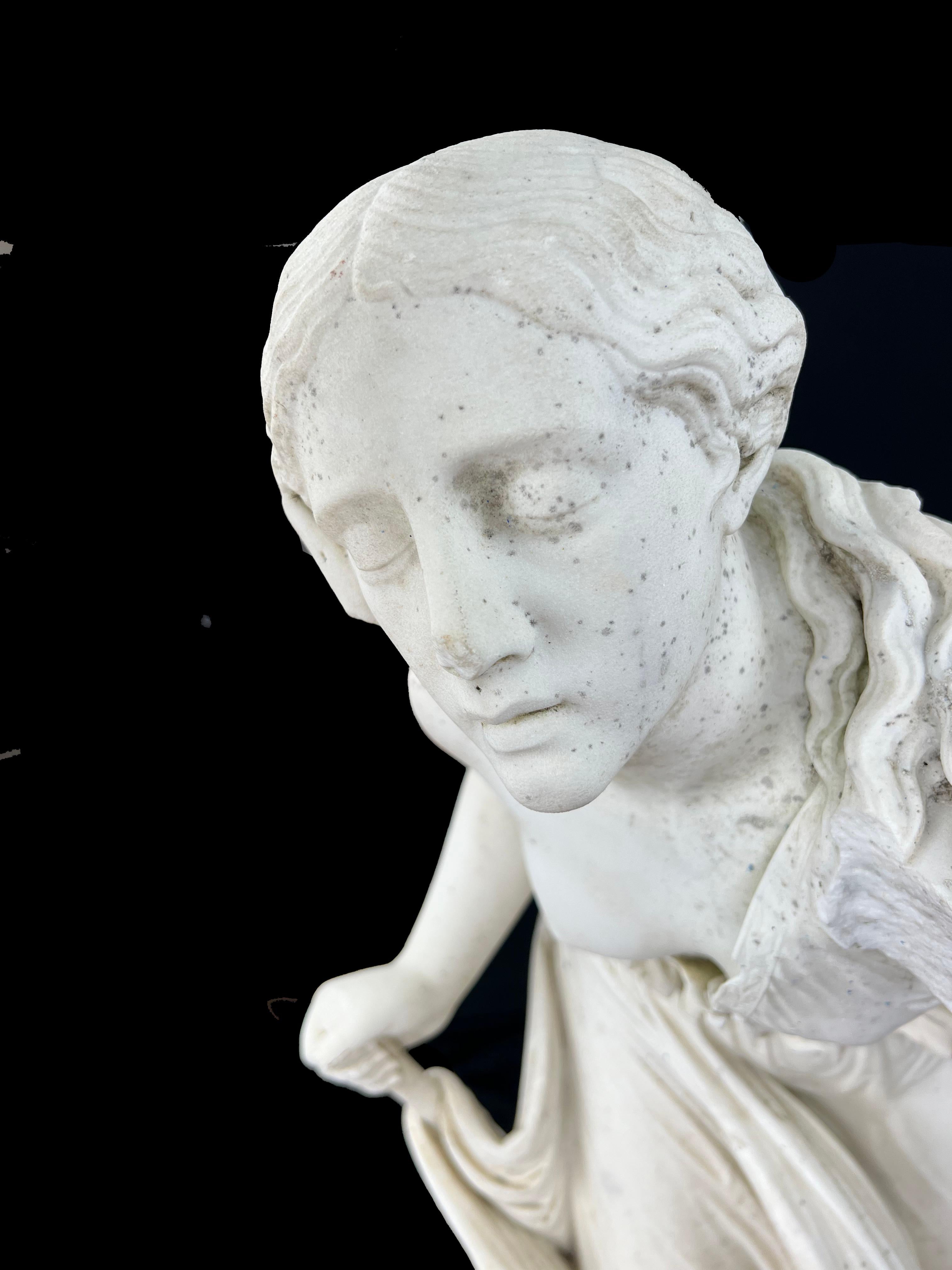 NYDIA, THE BLIND FLOWER GIRL OF POMPEII Marble Sculpture 1856-1870 For Sale 8