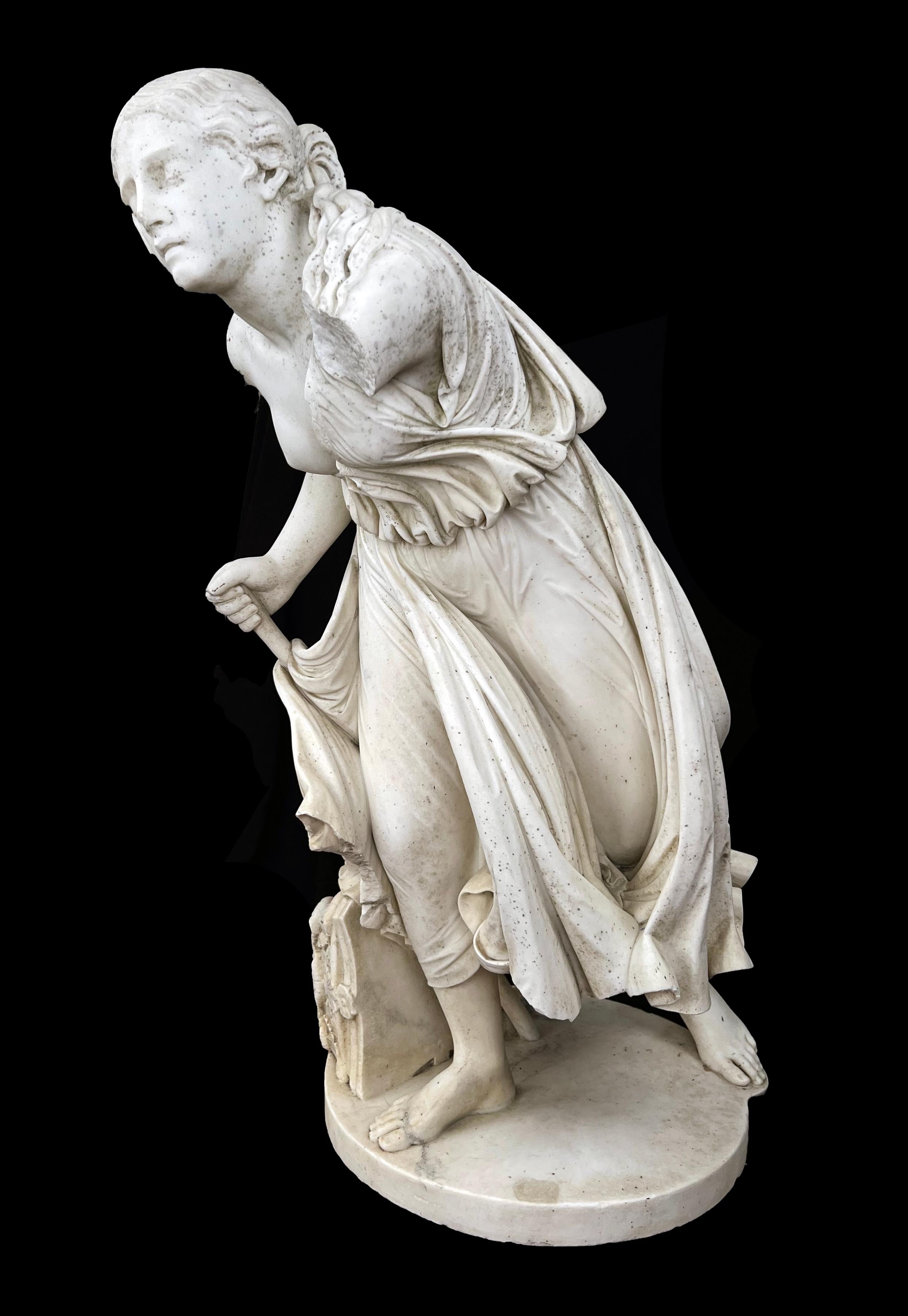 NYDIA, THE BLIND FLOWER GIRL OF POMPEII Marmorskulptur 1856-1870 – Sculpture von Randolph John Rogers