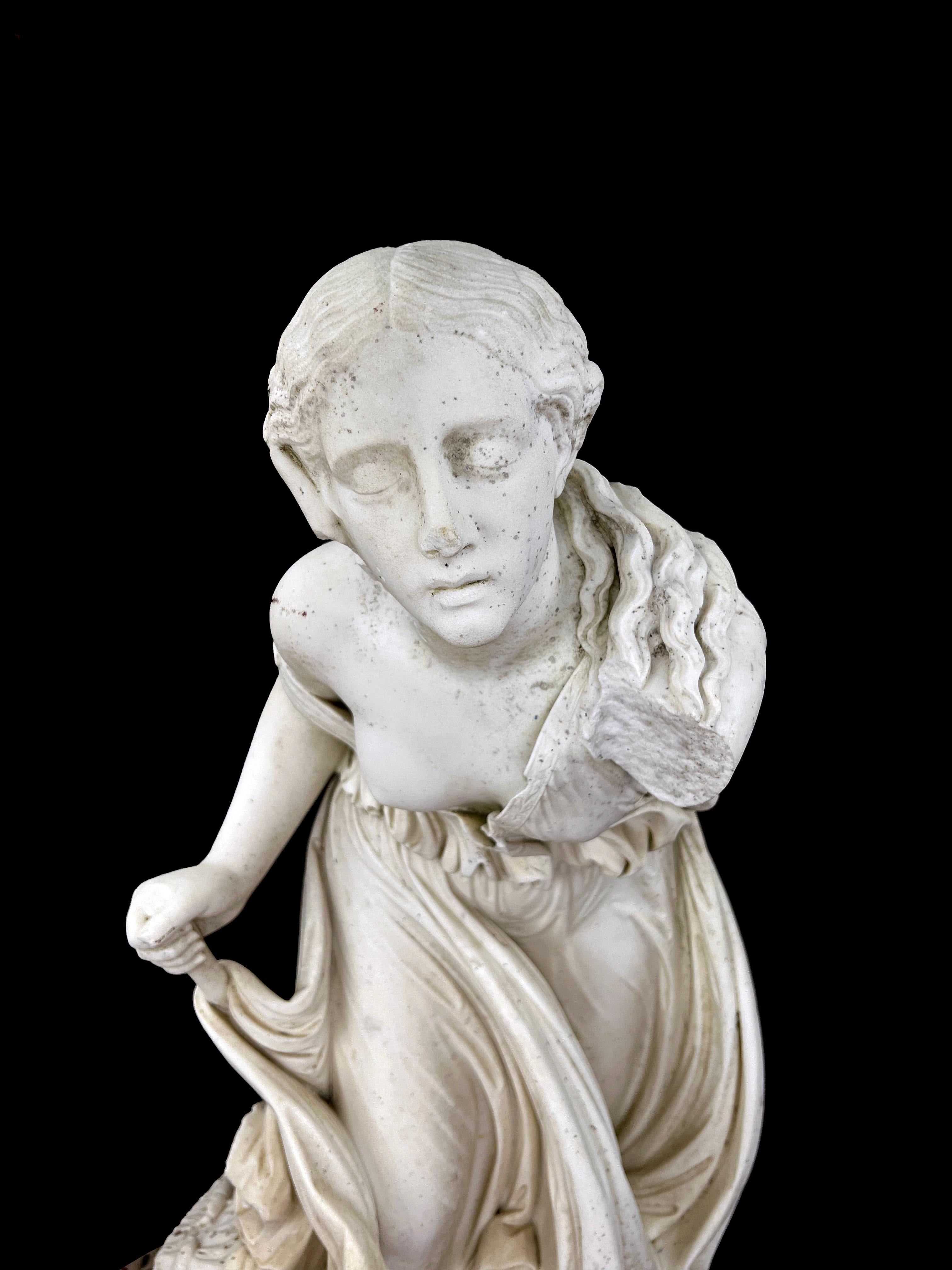 NYDIA, THE BLIND FLOWER GIRL OF POMPEII Marmorskulptur 1856-1870 im Angebot 2