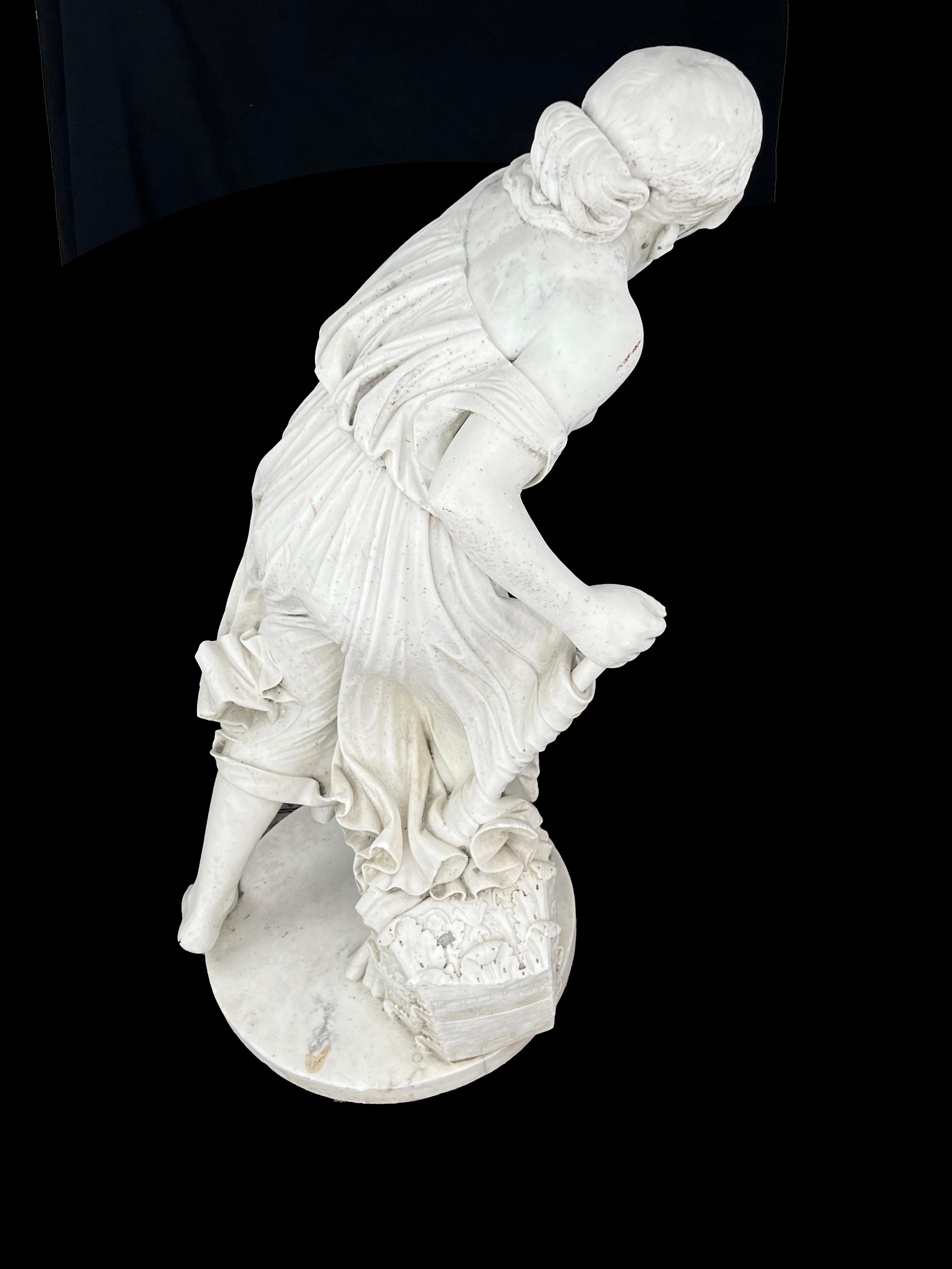 NYDIA, THE BLIND FLOWER GIRL OF POMPEII Marble Sculpture 1856-1870 For Sale 2