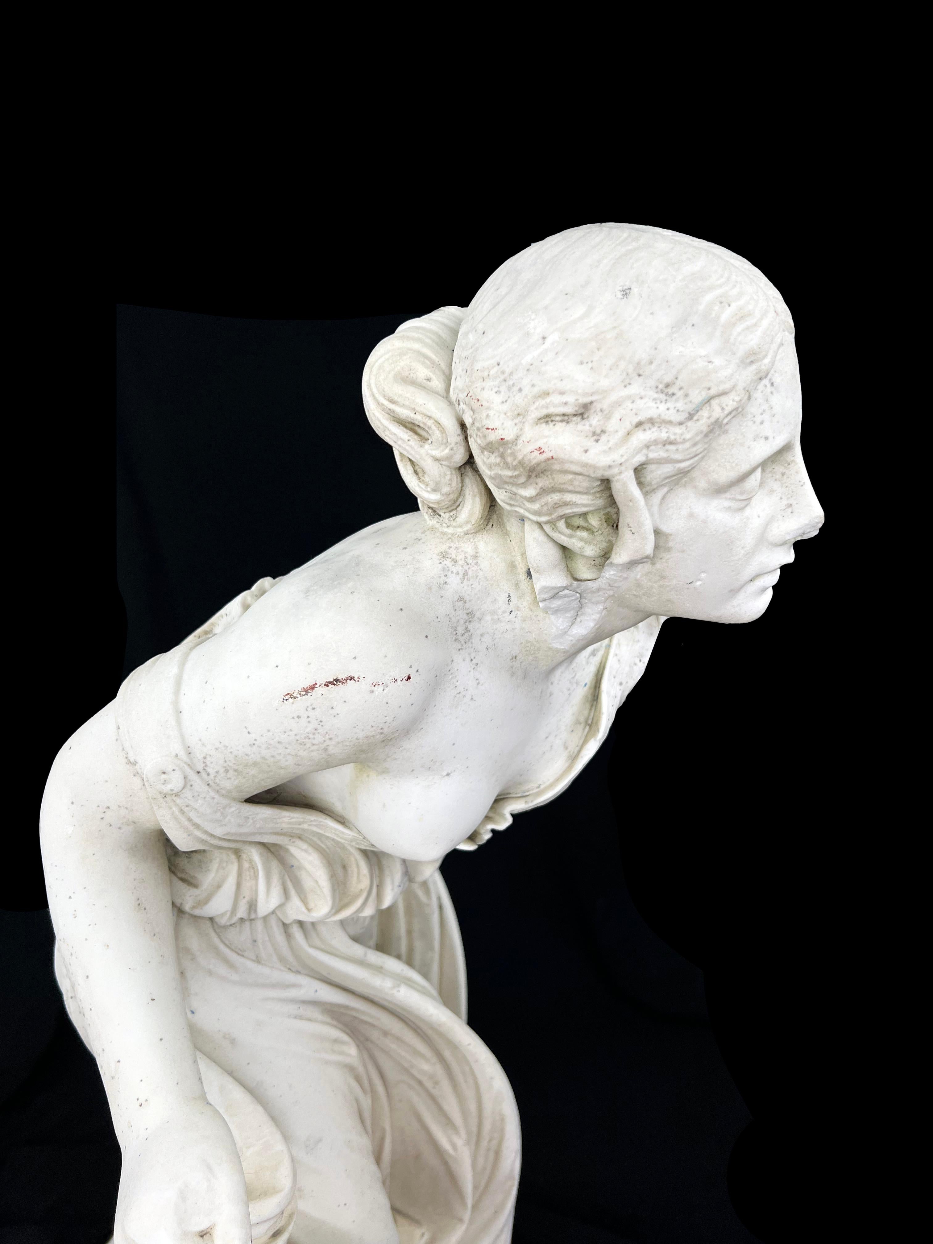 NYDIA, THE BLIND FLOWER GIRL OF POMPEII Marmorskulptur 1856-1870 im Angebot 4