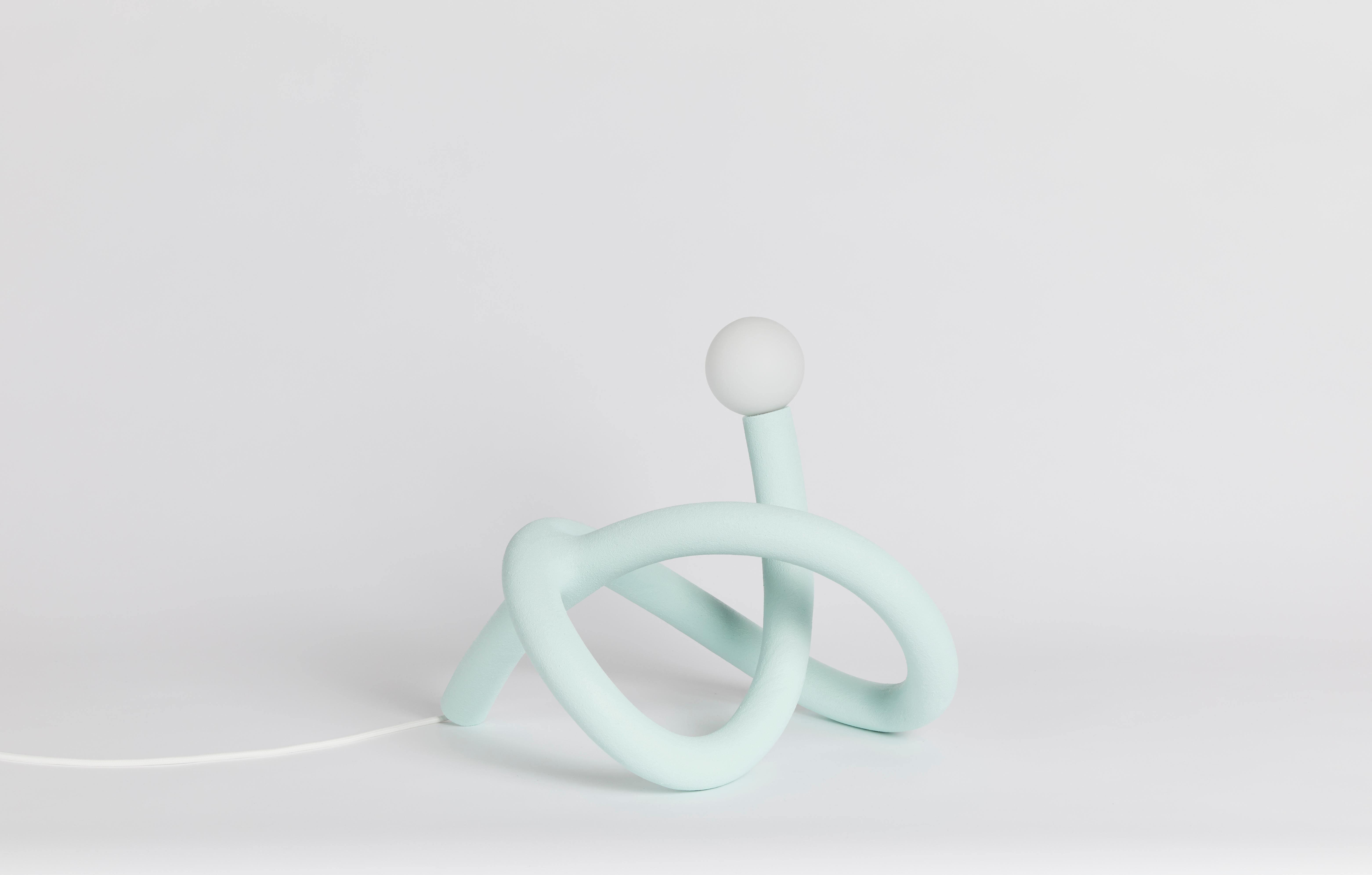 Random desk light by HWE
Limited Edition
Materials: Waste SLS 3D nylon powder, sand from sustainable sources
Dimensions: W 33 x L 47 x  H 34 cm 
Colour: aqua
Also available in: lemon, cream, anthracite, grey, pink

All our lamps can be wired