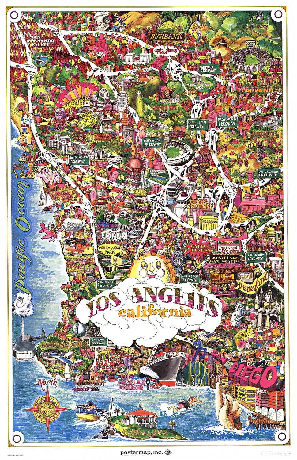 1920s Los Angeles & Vicinity California Vintage Travel Advertisement Art Poster 