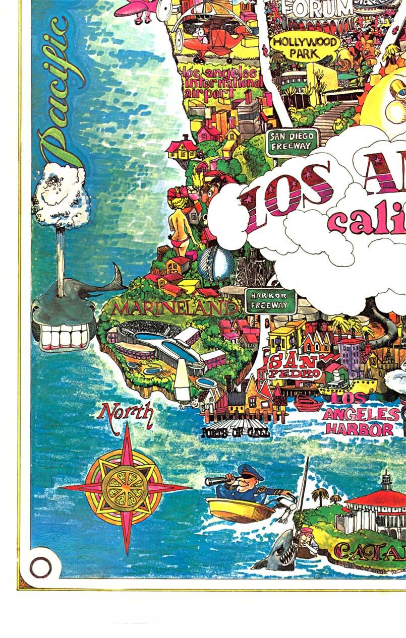 Original Los Angeles, California Funny Funny World vintage fun map For Sale 1