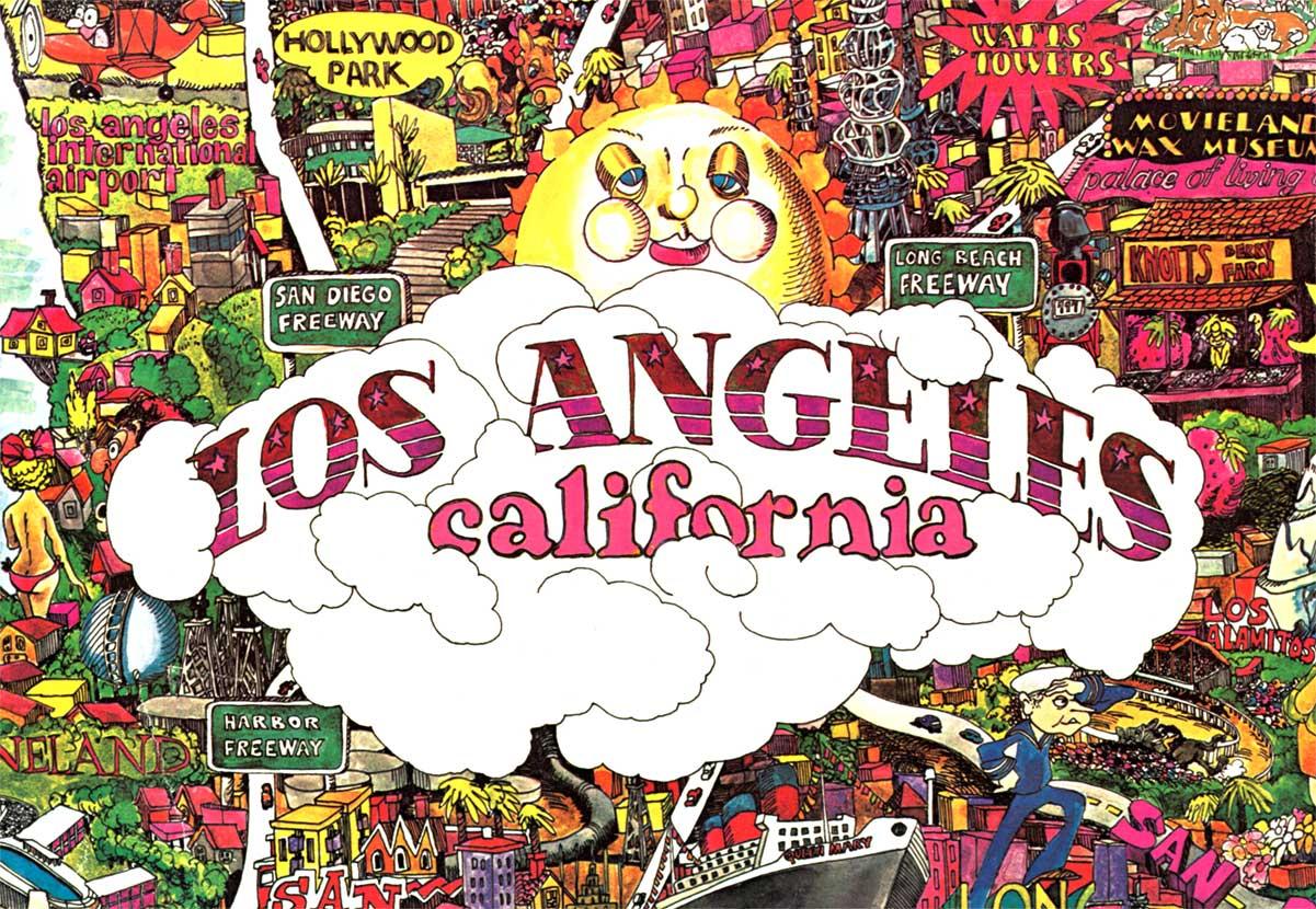 Original Los Angeles, California Funny Funny World vintage fun map For Sale 2