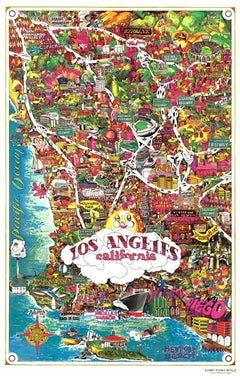 Original Los Angeles, California Funny Funny World vintage fun map