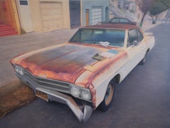 BLUE BOOK - large photorealism painting of automobile  San Francisco
