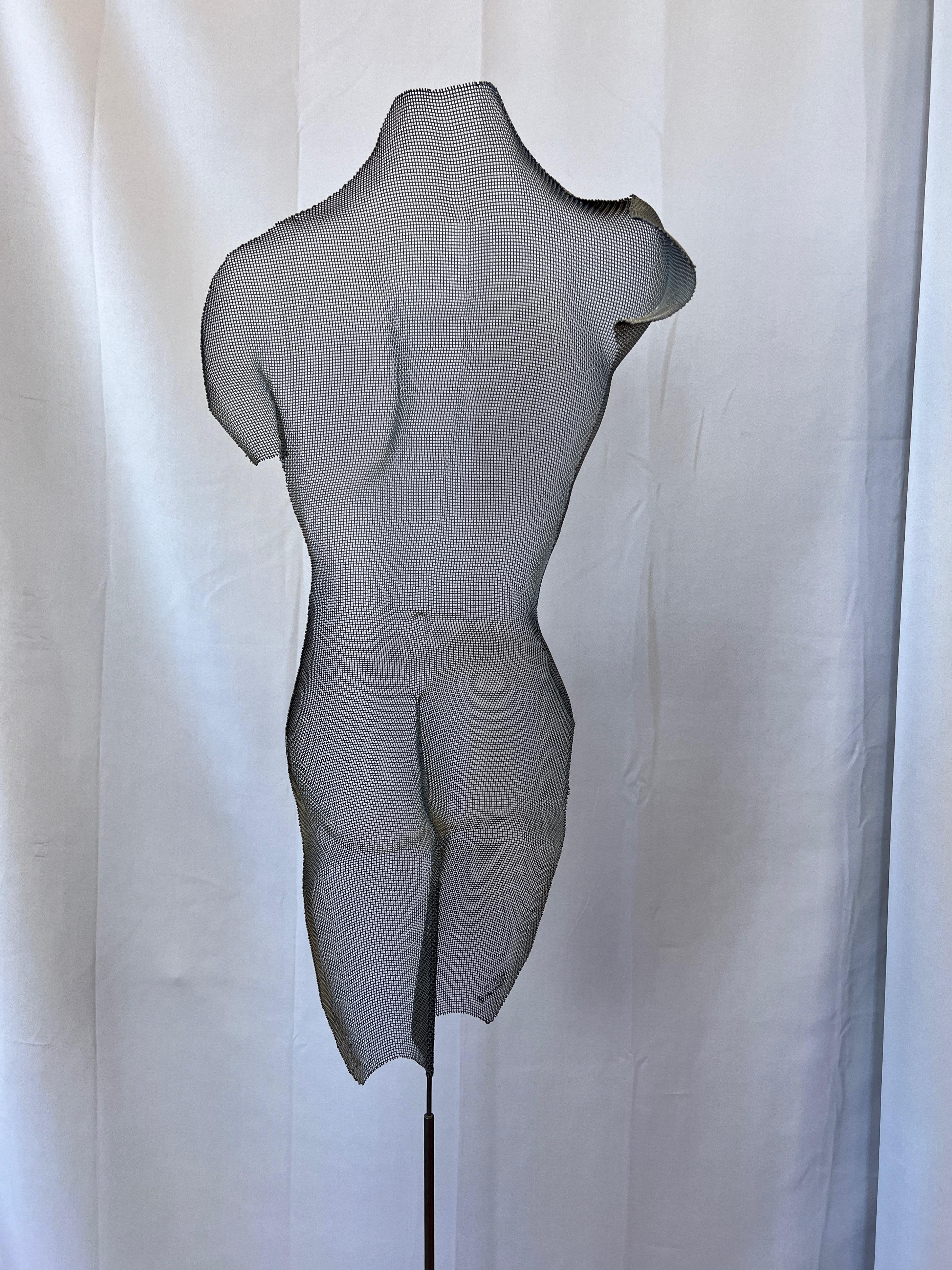 Late 20th Century Randy Cooper, “Melanie”, Figural Wire Mesh Shadow Sculpture on Wood Base, 1998 For Sale