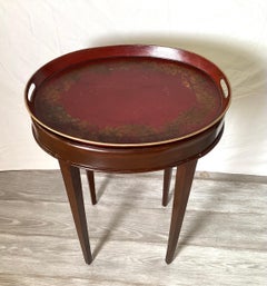 Oval Italian Tole Tray Accent Table with Custom Base