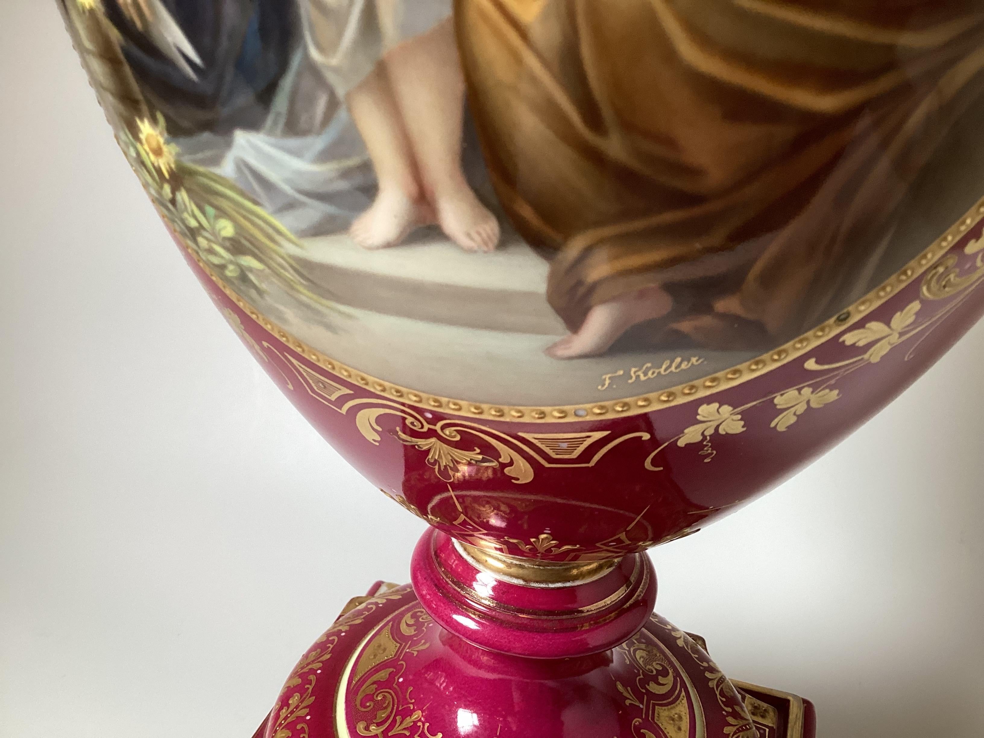 Hand-Painted A Large 19th Century Hand Painted Porcelain Palace Vase by Royal Vienna