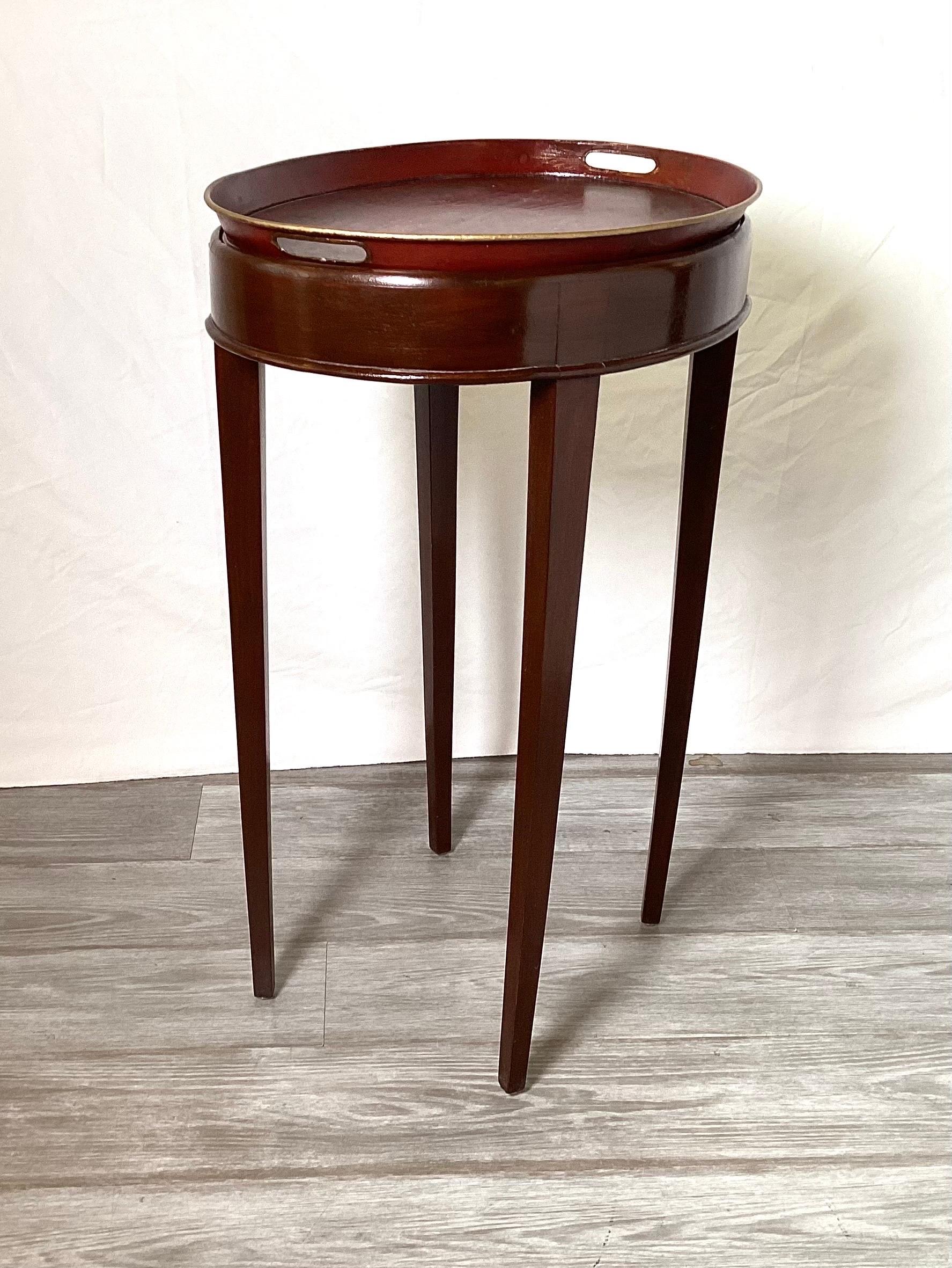 Hand-Painted Oval Italian Tole Tray Accent Table with Custom Base For Sale