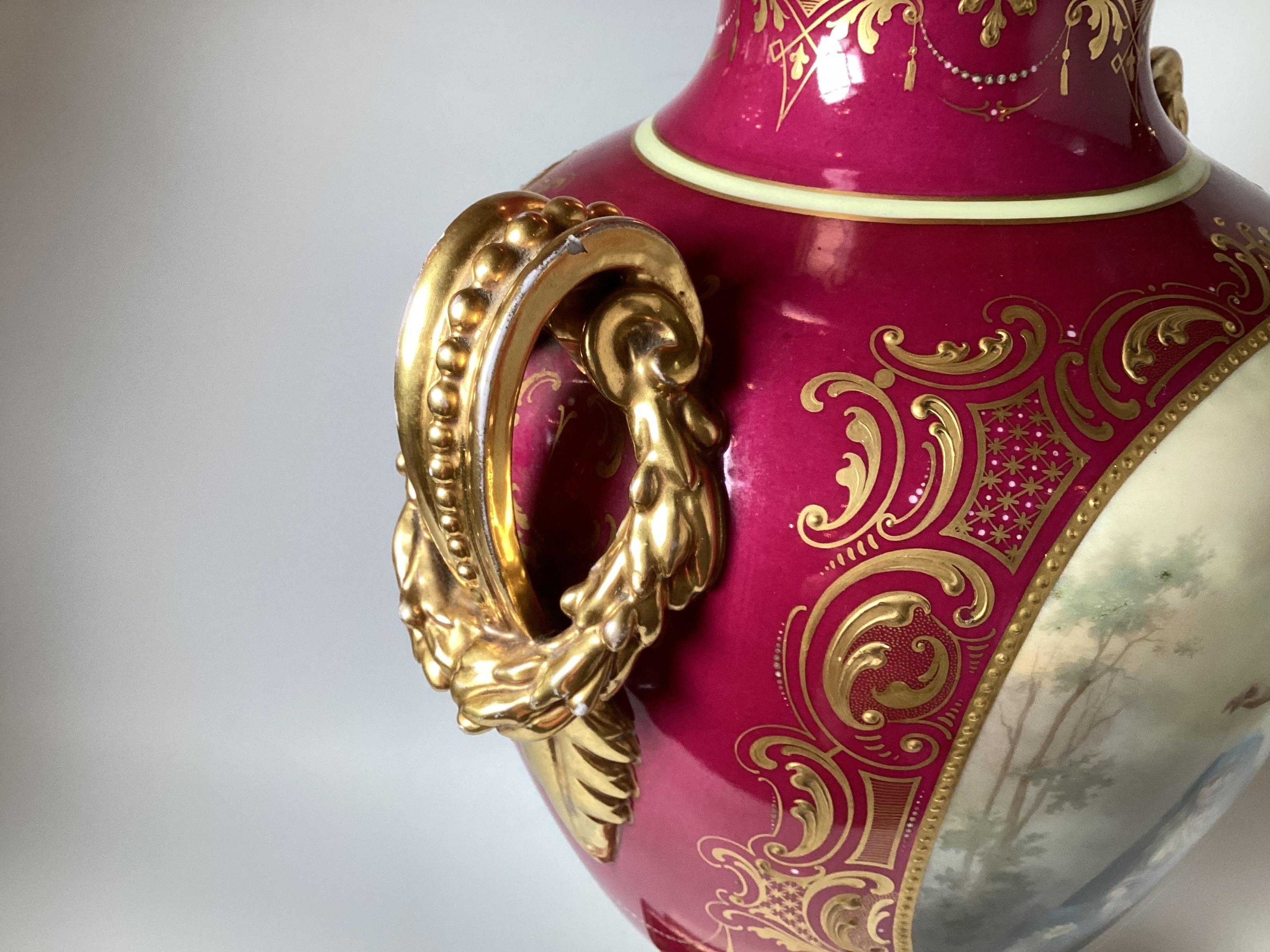 A Large 19th Century Hand Painted Porcelain Palace Vase by Royal Vienna 1