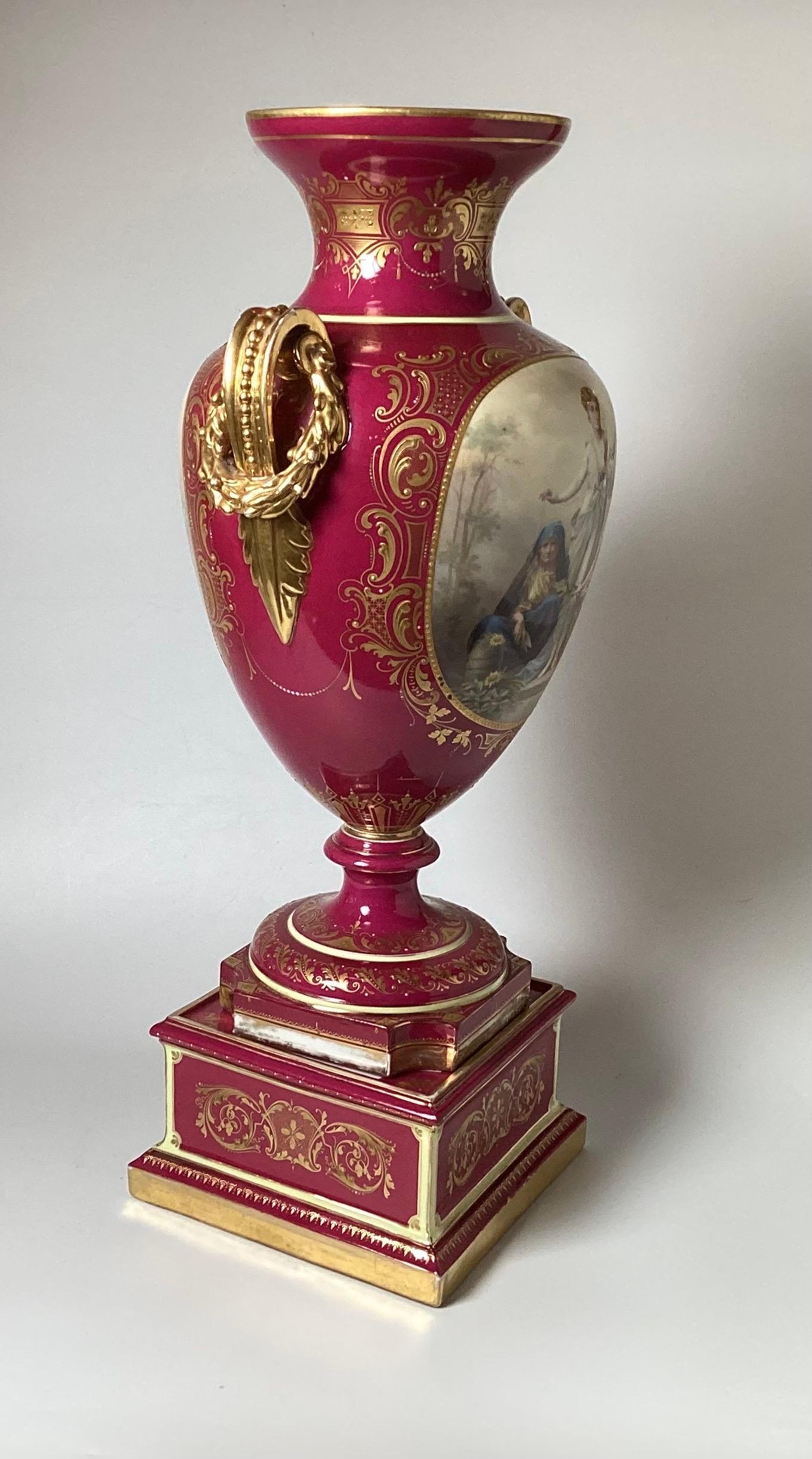 A Large 19th Century Hand Painted Porcelain Palace Vase by Royal Vienna 2