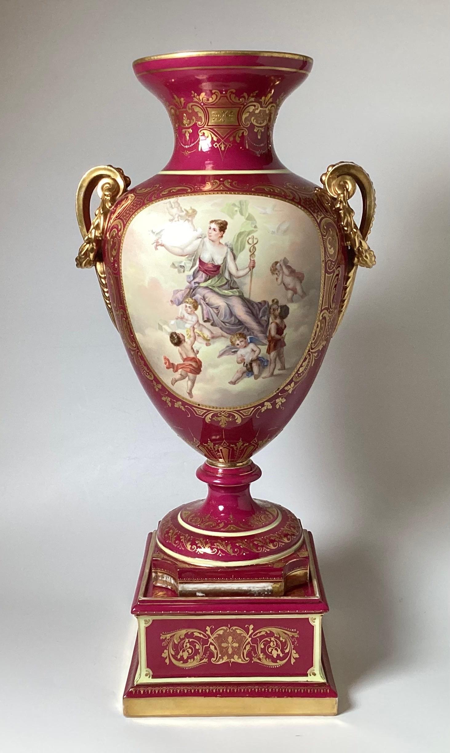 A Large 19th Century Hand Painted Porcelain Palace Vase by Royal Vienna 3