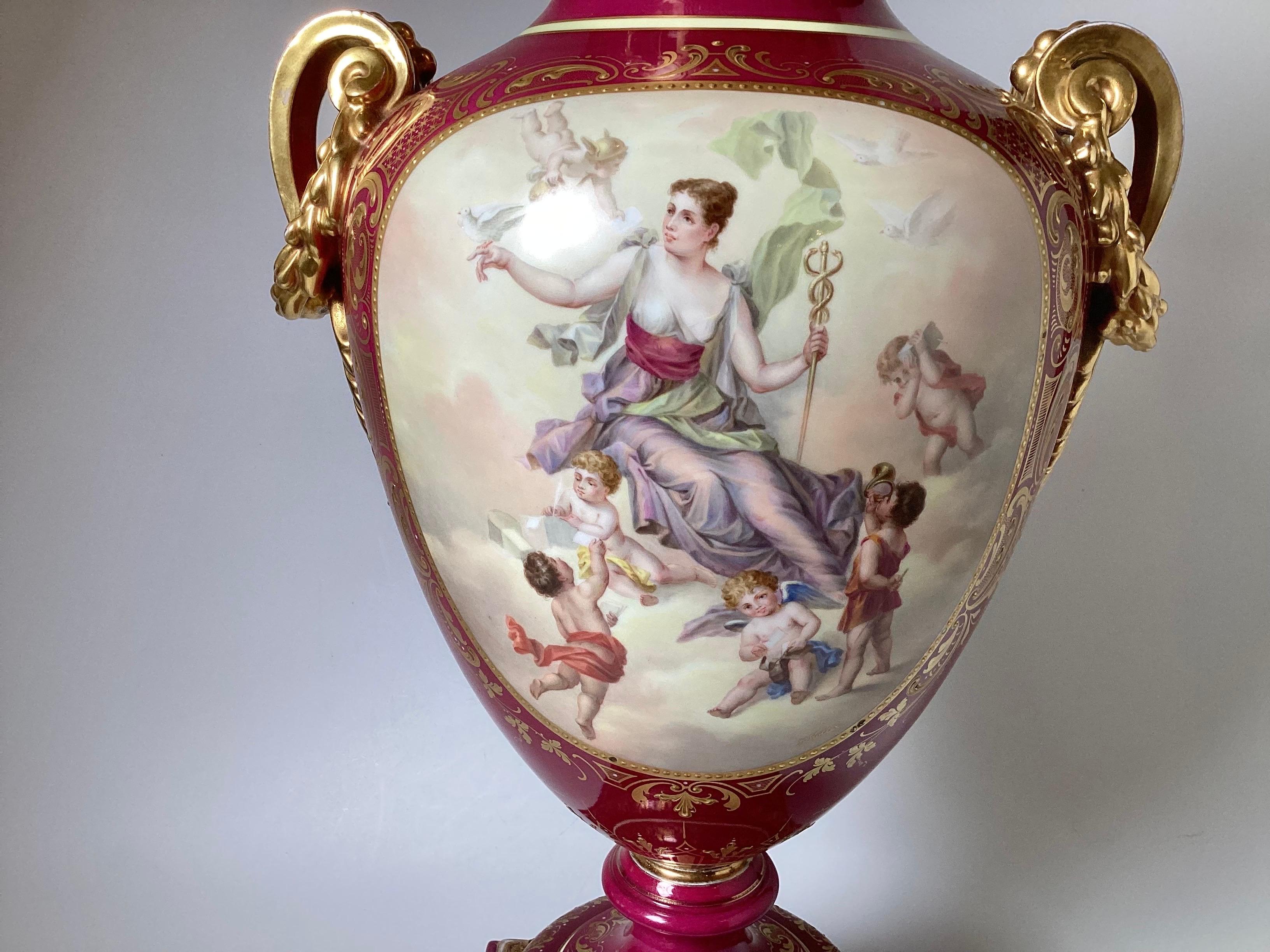 A Large 19th Century Hand Painted Porcelain Palace Vase by Royal Vienna 4