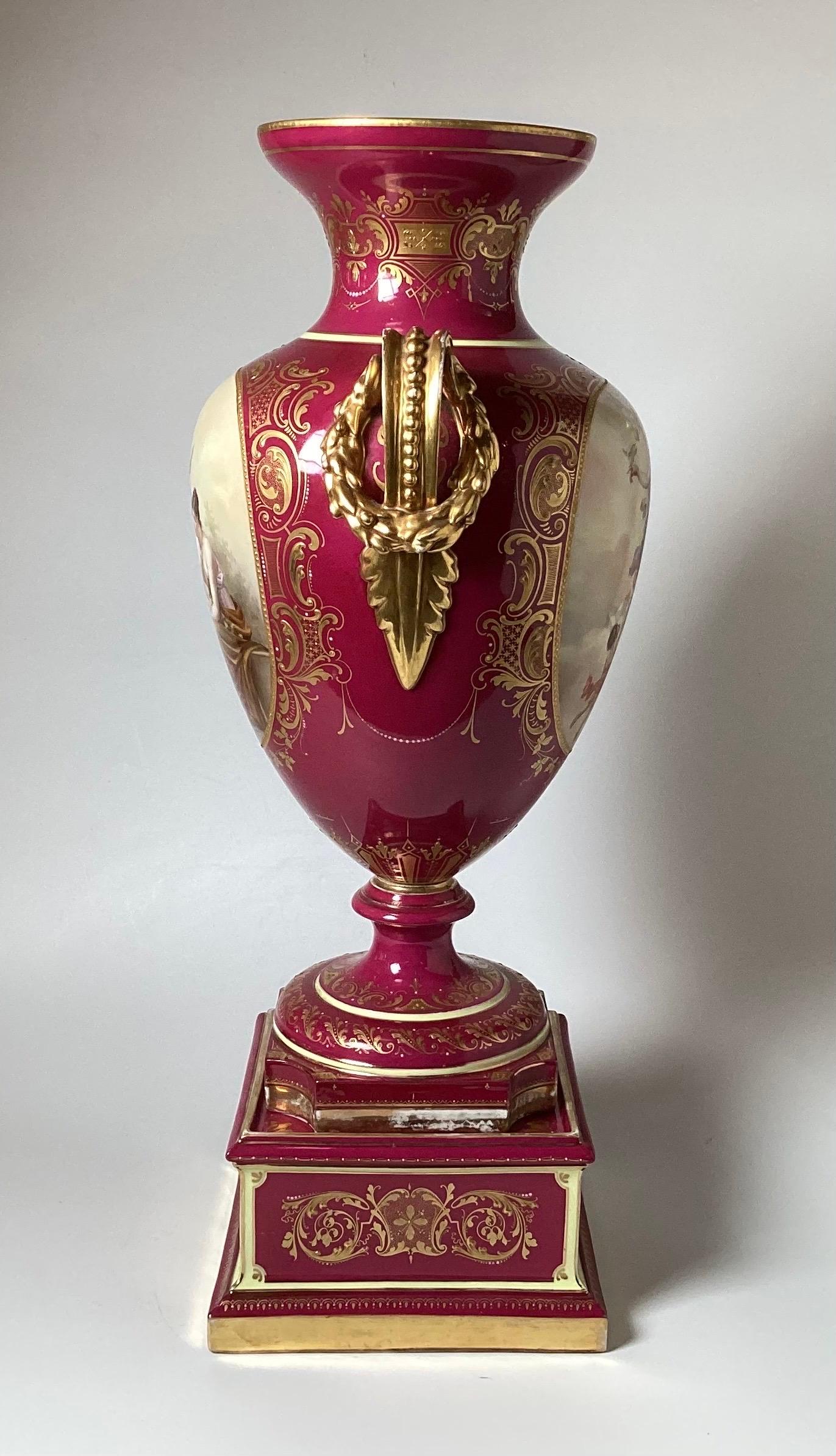 A Large 19th Century Hand Painted Porcelain Palace Vase by Royal Vienna 5
